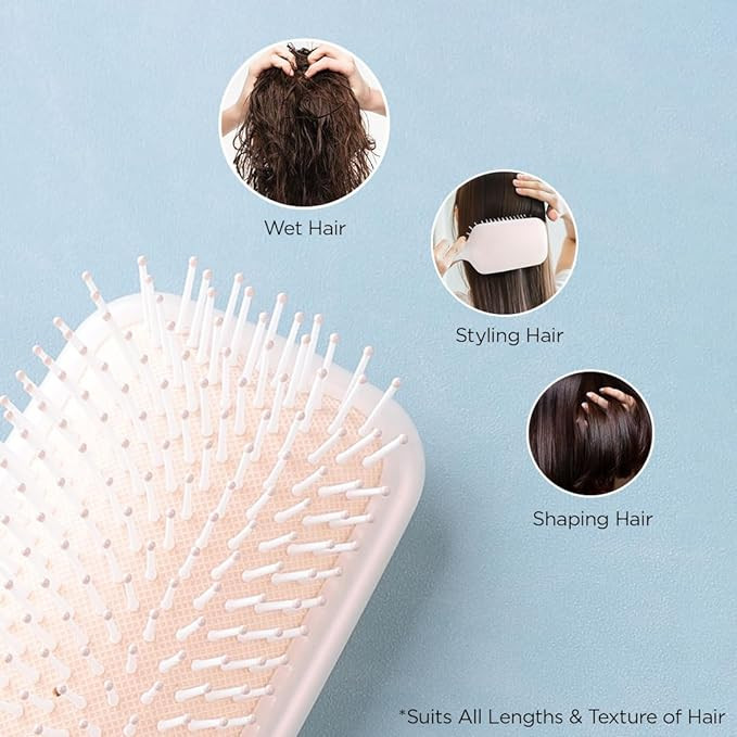 Kuber Industries Hair Brush | Bristles Brush | Hair Brush with Paddle | Detangles Hair Brush | Suitable For All Hair Types | Hair Brush Styling Hair | XH45BGE | Beige