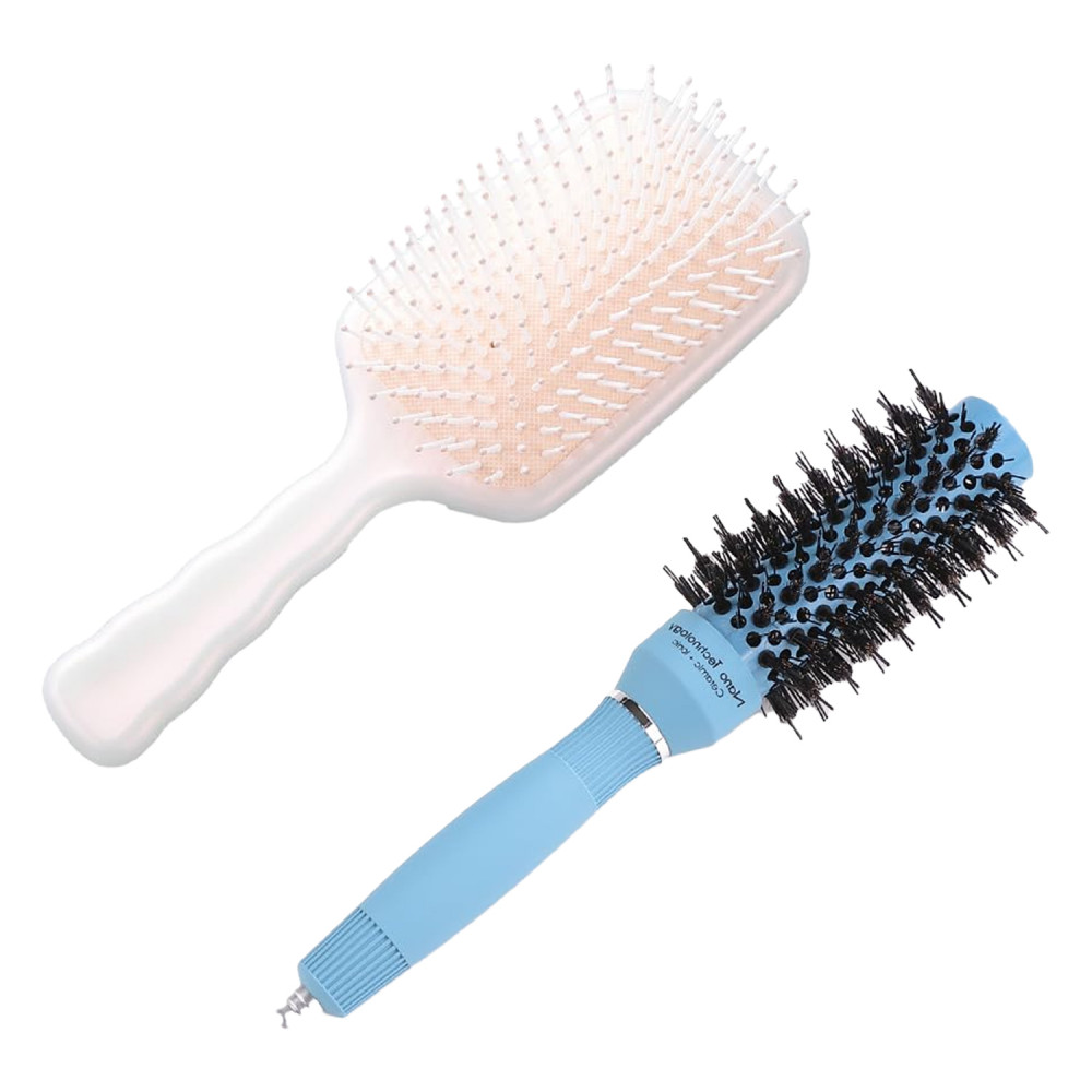 Kuber Industries Hair Brush | Bristles Brush | Hair Brush with Paddle | Sharp Hair Brush for Woman | Suitable For All Hair Types | TGX5232-XH45BGE | Ice Blue &amp; Beige