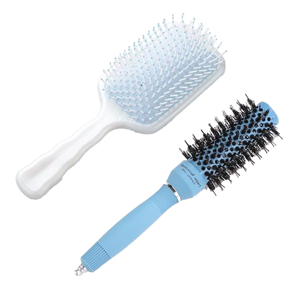Kuber Industries Hair Brush | Bristles Brush | Hair Brush with Paddle | Sharp Hair Brush for Woman | Suitable For All Hair Types | TGX5232-XH45BLE | Ice Blue &amp; Blue