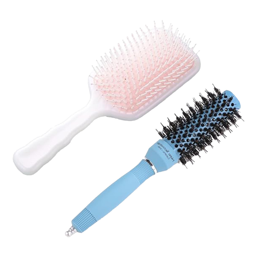 Kuber Industries Hair Brush | Bristles Brush | Hair Brush with Paddle | Sharp Hair Brush for Woman | Suitable For All Hair Types | TGX5232-XH45PNK | Ice Blue &amp; Pink