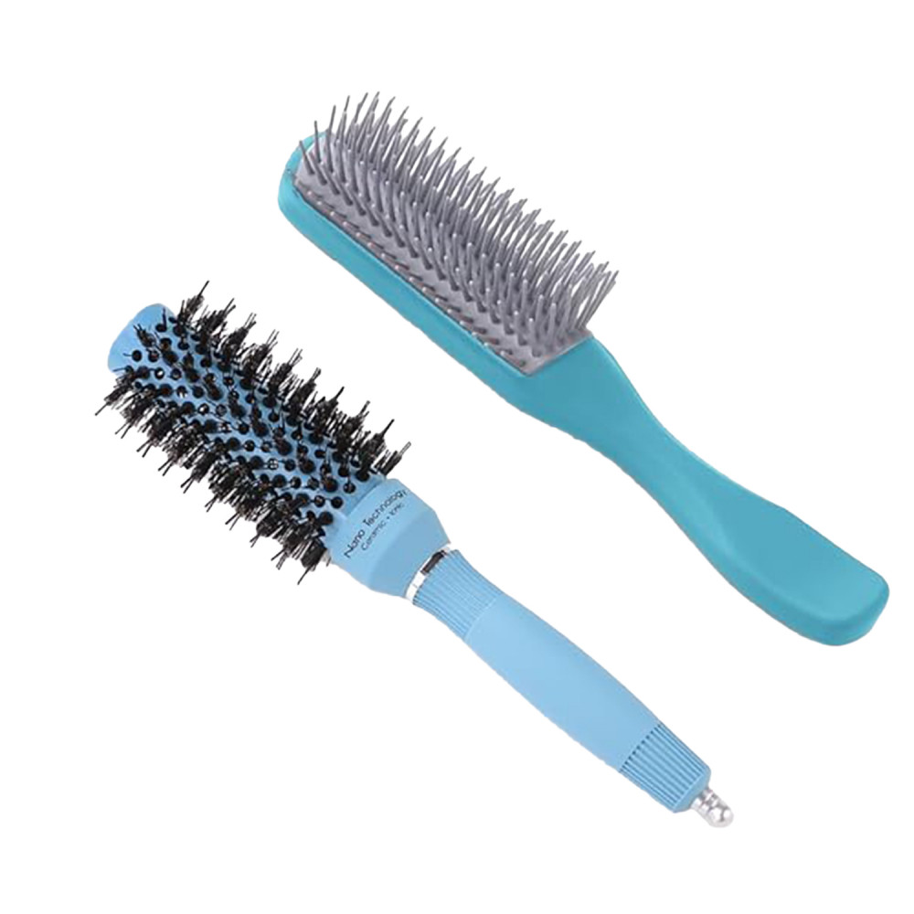 Kuber Industries Hair Brush | Bristles Brush | Hair Brush with Paddle | Sharp Hair Brush for Woman | Suitable For All Hair Types | TGX5232-C19BLE | Ice Blue &amp; Blue