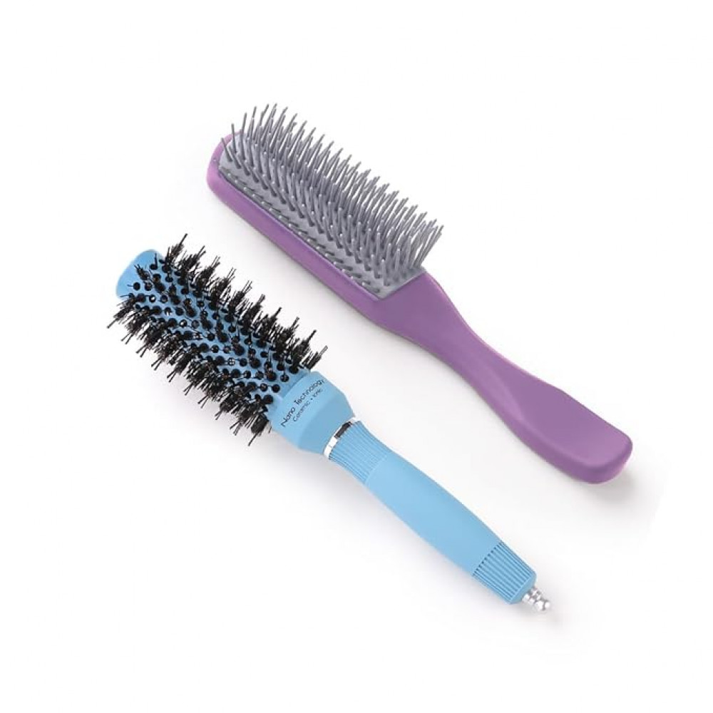 Kuber Industries Hair Brush | Bristles Brush | Hair Brush with Paddle | Sharp Hair Brush for Woman | Suitable For All Hair Types | TGX5232-C19P.. | Ice Blue &amp; Purple