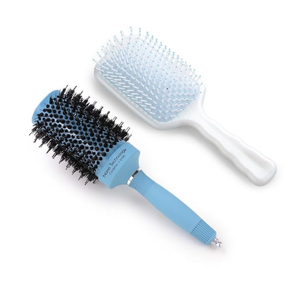 Kuber Industries Hair Brush | Bristles Brush | Hair Brush with Paddle | Sharp Hair Brush for Woman | Suitable For All Hair Types | TGX525..-XH45BLE | Ice Blue &amp; Blue