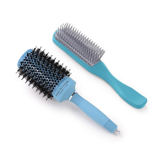 Kuber Industries Hair Brush | Bristles Brush | Hair Brush with Paddle | Sharp Hair Brush for Woman | Suitable For All Hair Types | TGX525..-C19BLE | Ice Blue & Blue