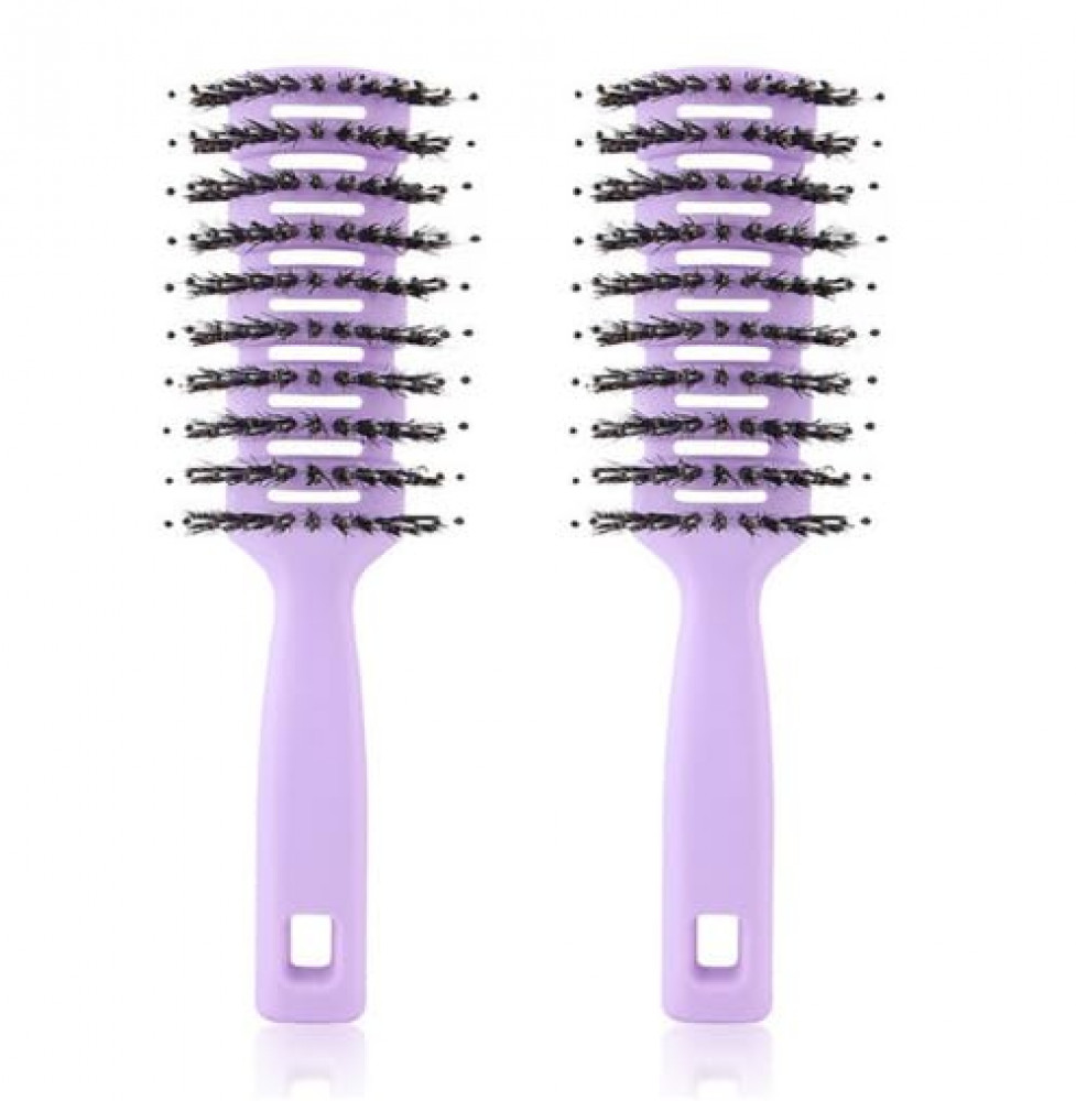 Kuber Industries Hair Brush | Flexible Bristles Brush | Hair Brush with Paddle | Quick Drying Hair Brush | Suitable For All Hair Types | Round Vented Hair Brush | 2 Piece | C13-X-PURP | Purple