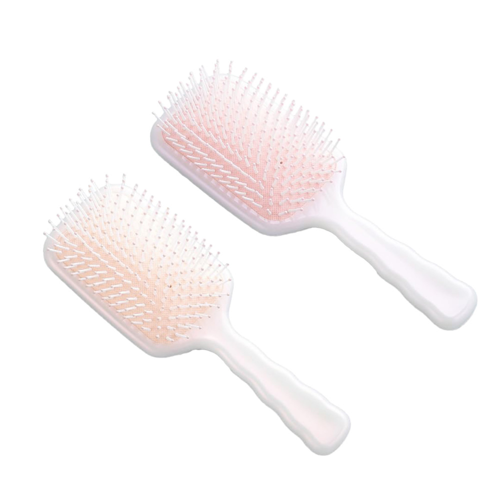 Kuber Industries Hair Brush | Flexible Bristles Brush | Hair Brush with Paddle | Straightens &amp; Detangles Hair Brush | Suitable For All Hair Types | Hair Brush Styling Hair | Set of 2 | Beige &amp; Pink