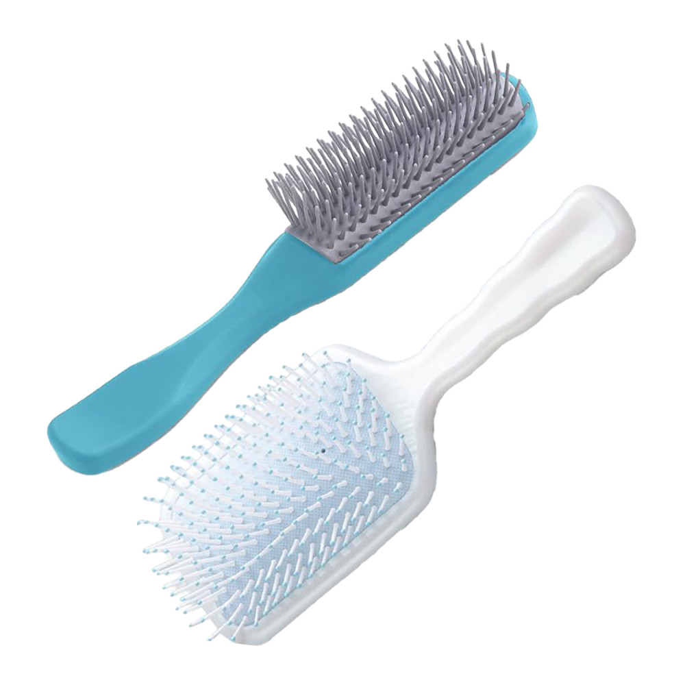 Kuber Industries Hair Brush | Flexible Bristles Brush | Hair Brush with Paddle | Straightens &amp; Detangles Hair Brush | Suitable For All Hair Types | Hair Brush Styling Hair | Set of 2 | Blue &amp; Blue