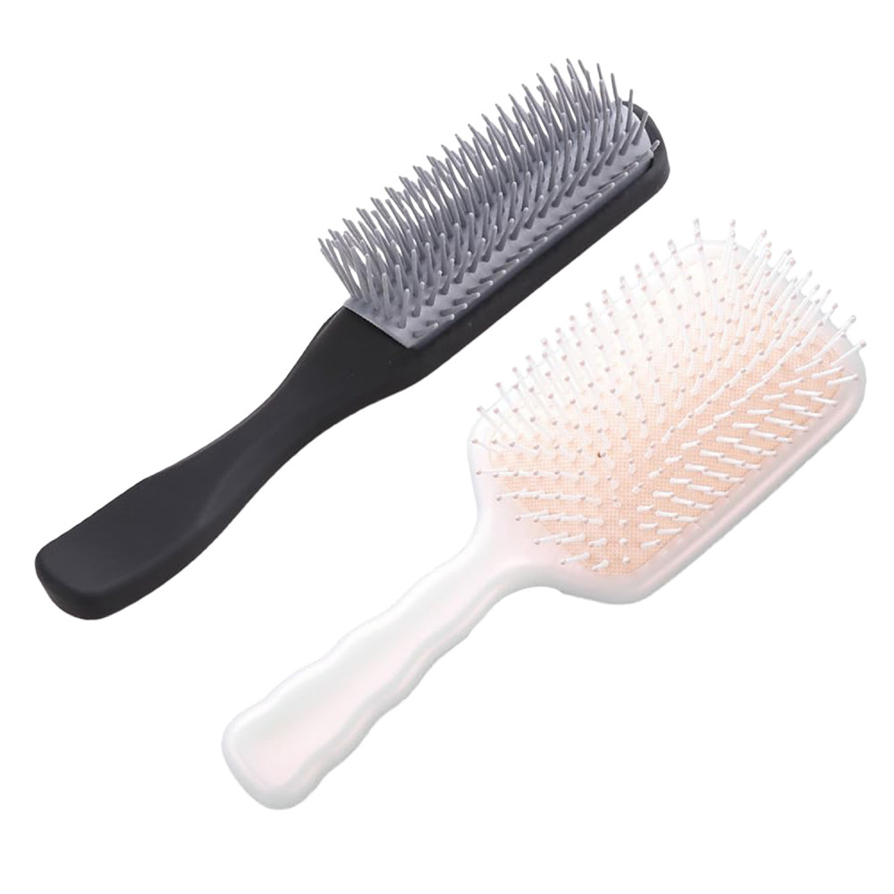 Kuber Industries Hair Brush | Flexible Bristles Brush | Hair Brush with Paddle | Straightens &amp; Detangles Hair Brush | Suitable For All Hair Types | Hair Brush Styling Hair | Set of 2 | Pink &amp; Black