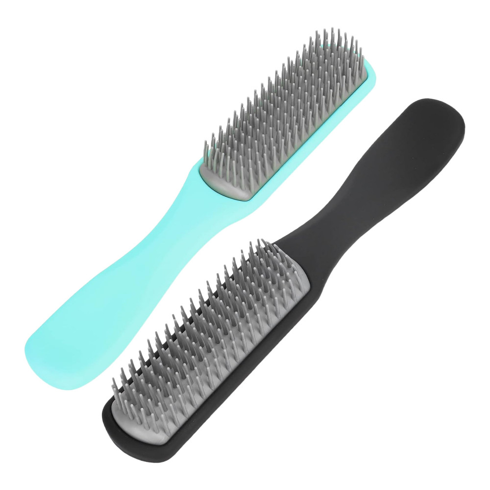 Kuber Industries Hair Brush | Flexible Bristles Brush | Hair Brush with Paddle | Straightens &amp; Detangles Hair Brush | Suitable For All Hair Types | Small | Set of 2 | Blue &amp; Black