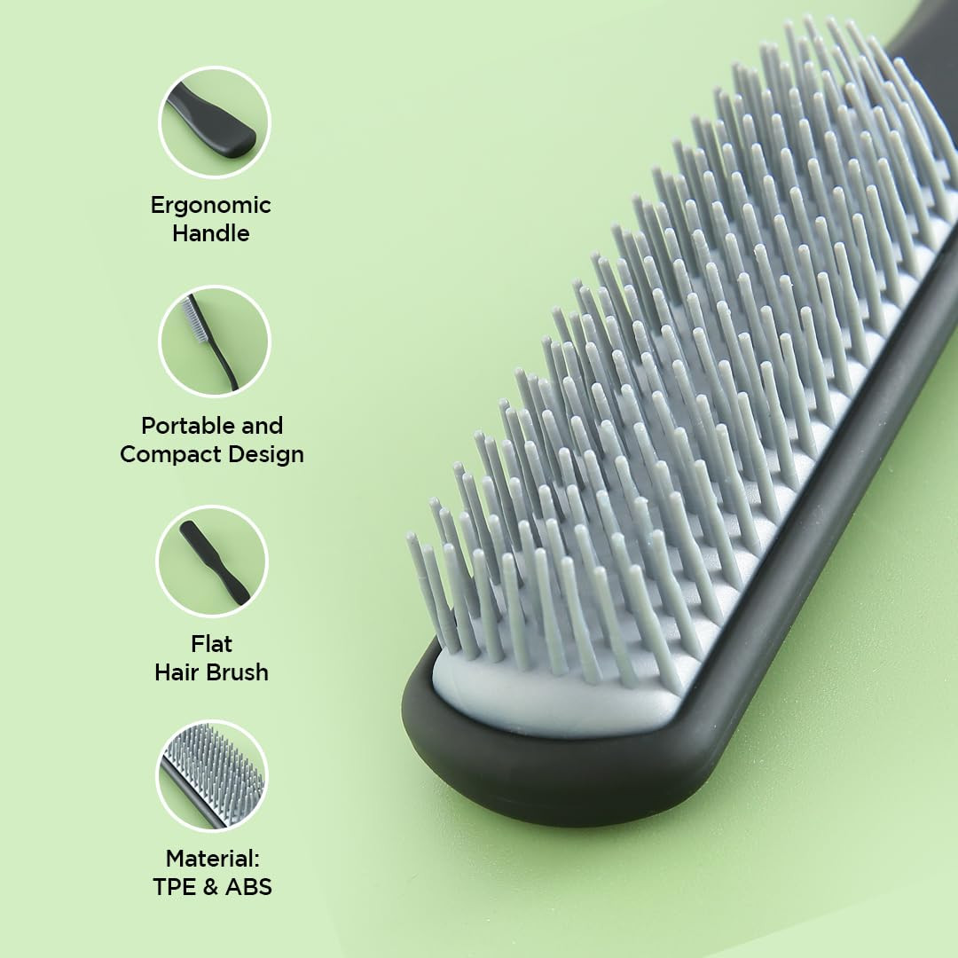 Kuber Industries Hair Brush | Flexible Bristles Brush | Hair Brush with Paddle | Straightens & Detangles Hair Brush | Suitable For All Hair Types | Small | Set of 2 | Blue & Black