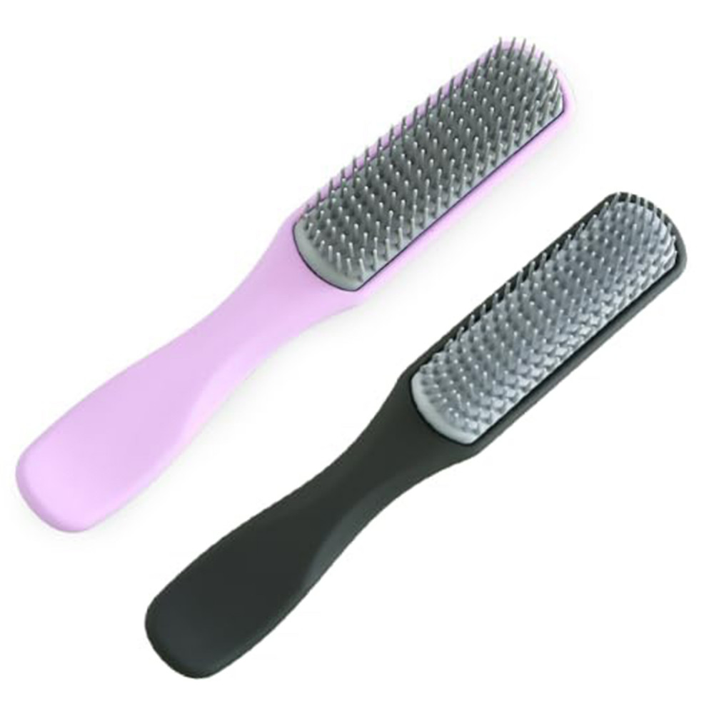 Kuber Industries Hair Brush | Flexible Bristles Brush | Hair Brush with Paddle | Straightens &amp; Detangles Hair Brush | Suitable For All Hair Types | Small | Set of 2 | Black &amp; Purple