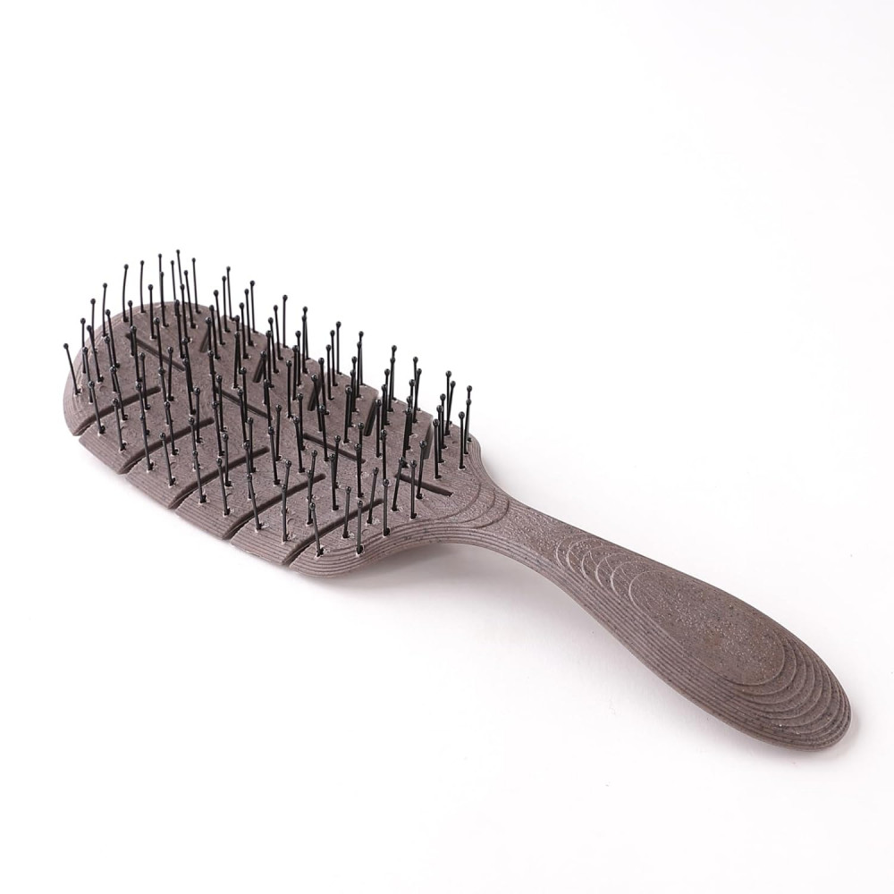 Kuber Industries Hair Brush | Vented Leaf Hair Brushes | Wet &amp; Dry Hair Brushes for Women-Men | Soft Bristles Detangler Hair Brush | HSBIOCFE | Coffee
