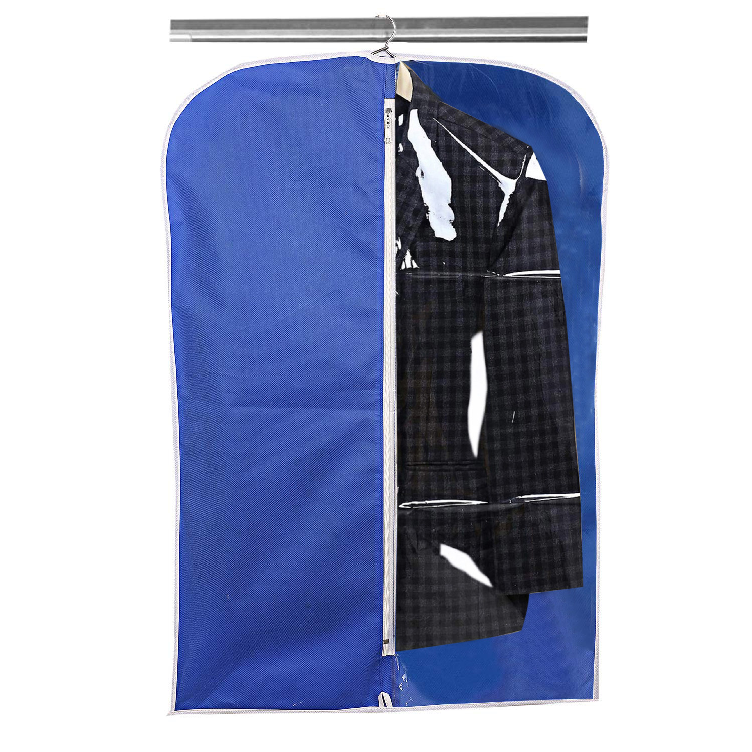 Kuber Industries Half Transparent Non Woven Men's Coat Blazer Suit Cover (Grey & Royal Blue)  -CTKTC41483