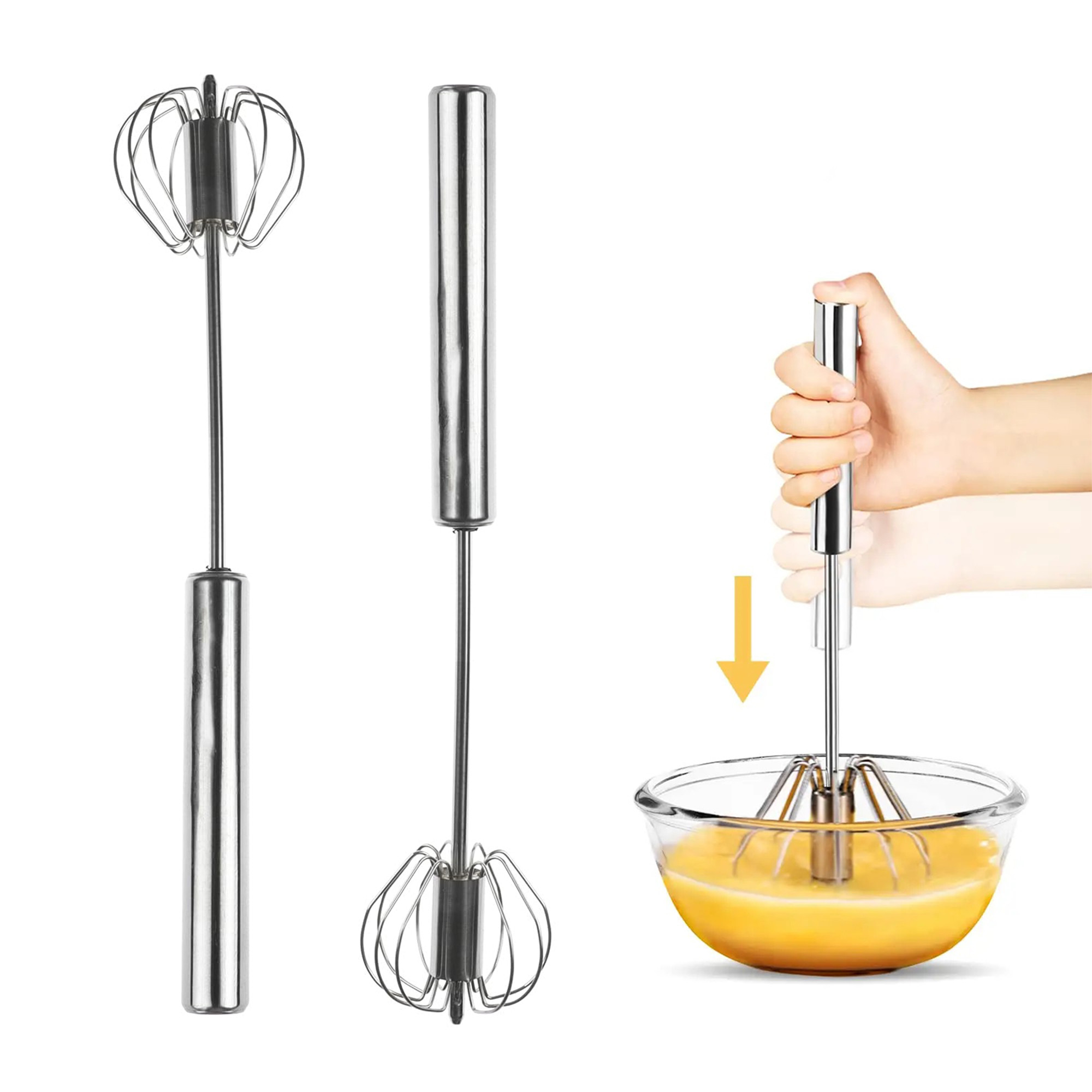 Kuber Industries Hand Blender | Steel Automatic Hand Blender | Hand Blender for Kitchen | Hand Whiskers for Coffee-Lassi-Cream-Soup-Butter Milk | Mixer Hand Beater | Egg Beater | Silver