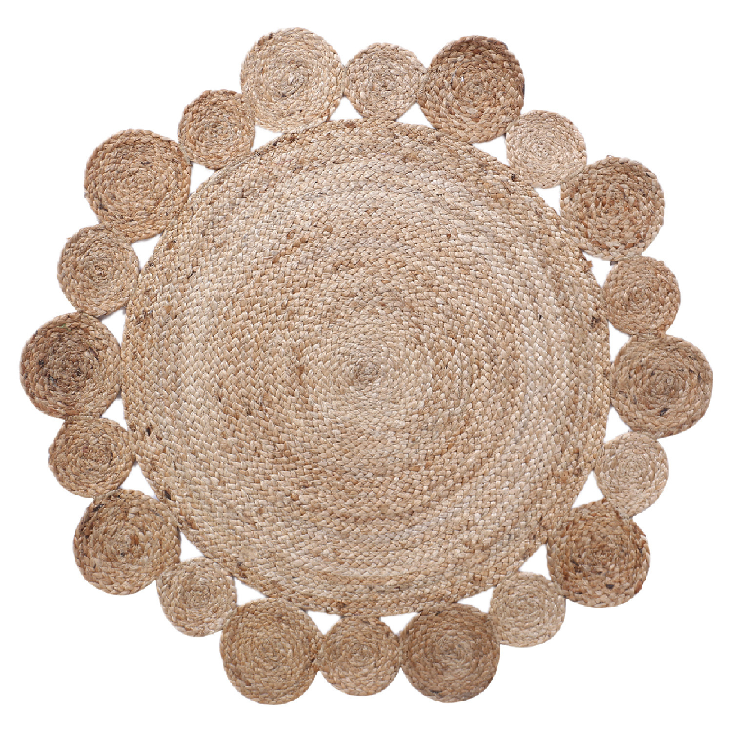 Kuber Industries Hand Woven Carpet Rugs|Natural Braided Jute Door mat|Multi Round Circle Mat For Bedroom,Living Room,Dining Room,Yoga,66x66 cm,(Brown)