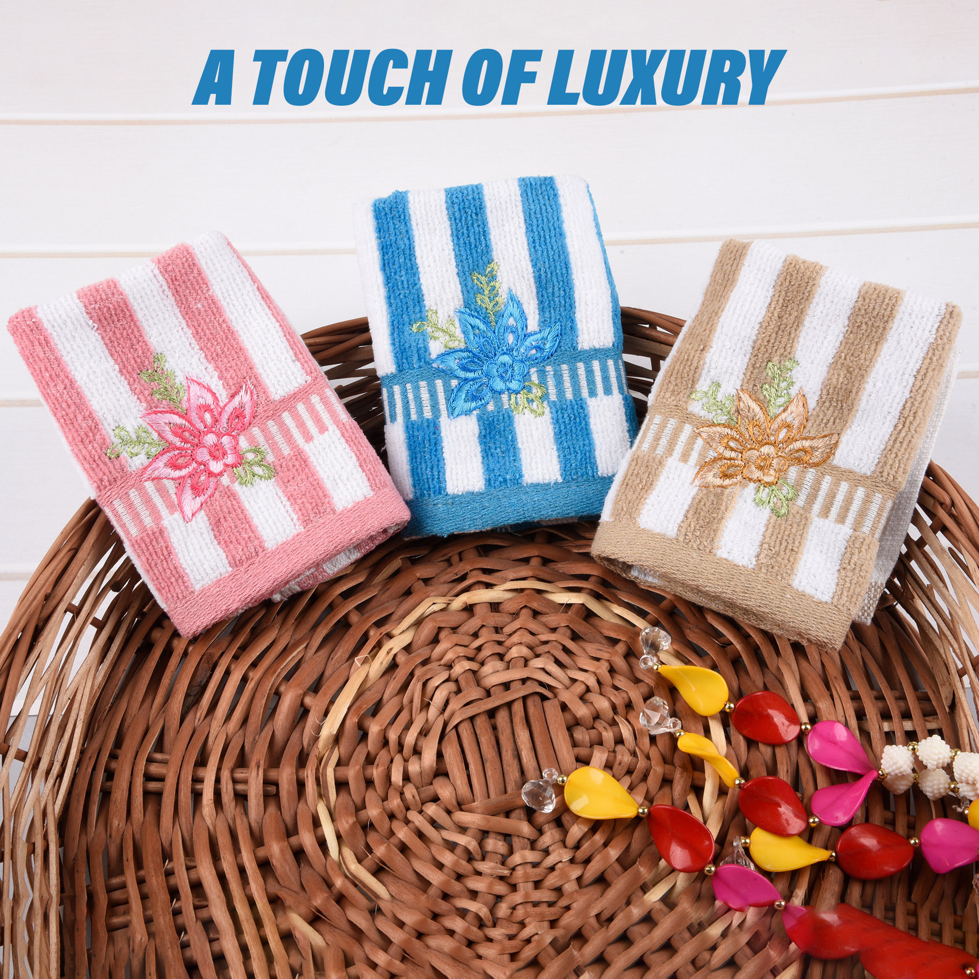 Kuber Industries Handkerchief | Velvet Face Towel | Face Towel | Sweat Absorbent Handkerchief | Lining Embroidary | Face Towel Hankies|Multicolor