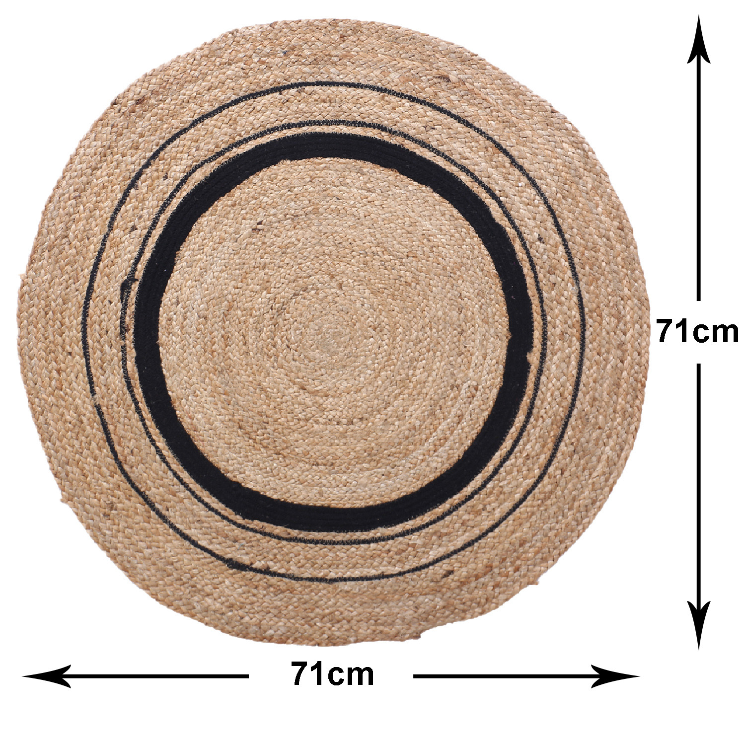Kuber Industries Handmade Carpet|Cotton Circular Shape Black Layer Door Mat|Anti-Skid Jute Floor Rug Mat For Meditation,Living Room,Dining Room & Home Décor,71x71 cm,(Brown)