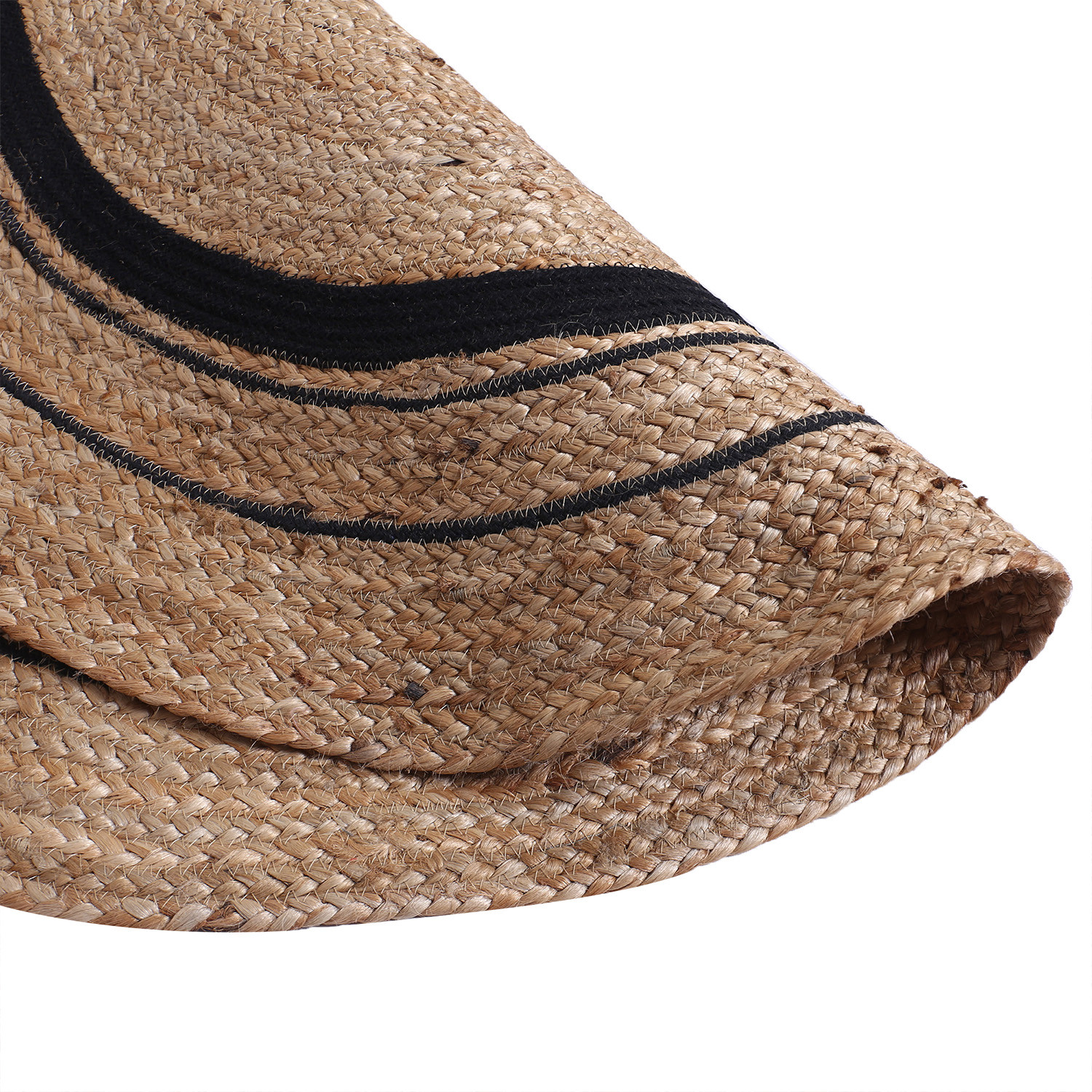 Kuber Industries Handmade Carpet|Cotton Circular Shape Black Layer Door Mat|Jute Area Rugs For Meditation,Living Room,Dining Room & Home Décor,92x92 cm,(Brown)