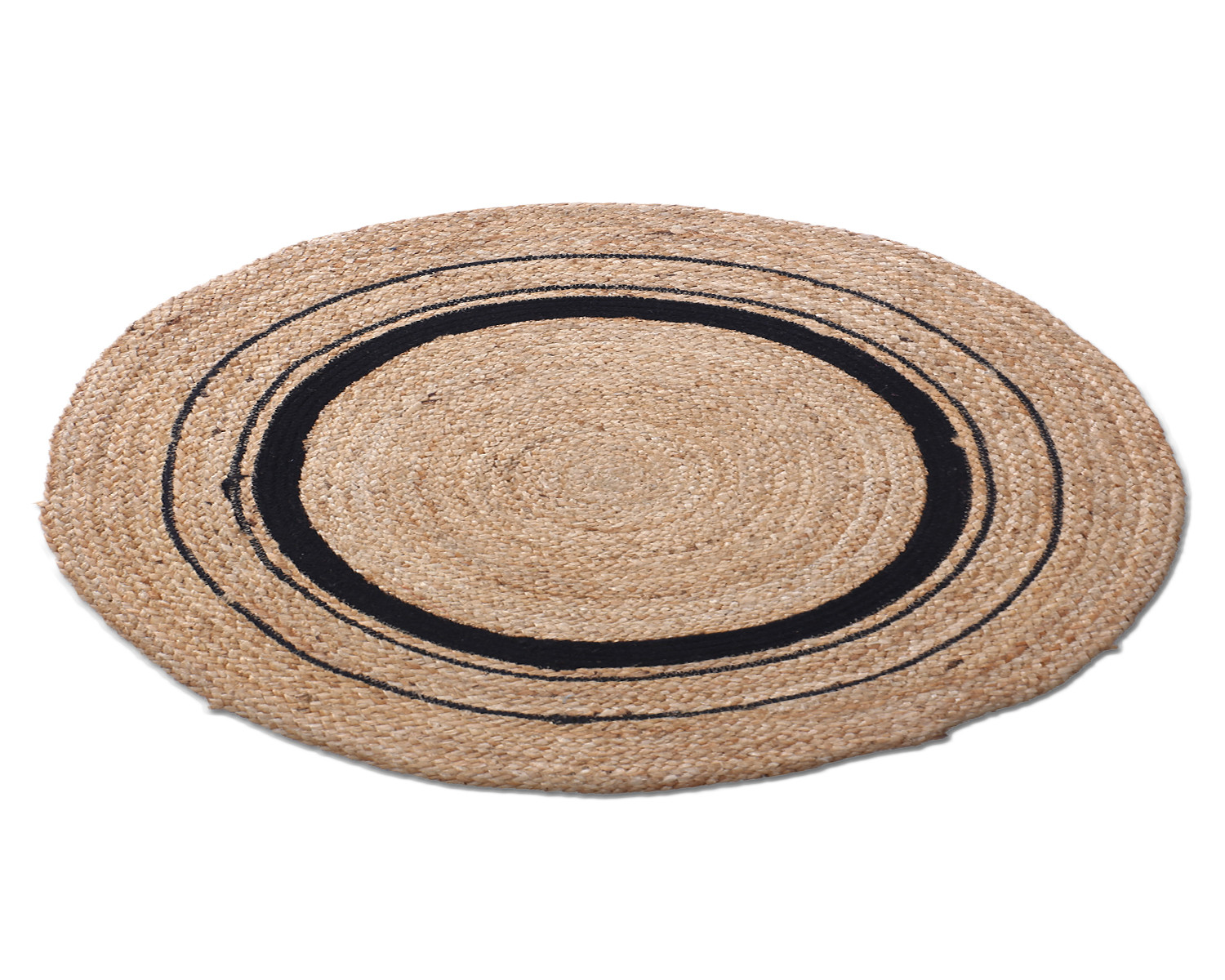 Kuber Industries Handmade Carpet|Cotton Circular Shape Black Layer Door Mat|Jute Floor Rug Mat For Meditation,Living Room,Dining Room & Home Décor,62x62 cm,(Brown)