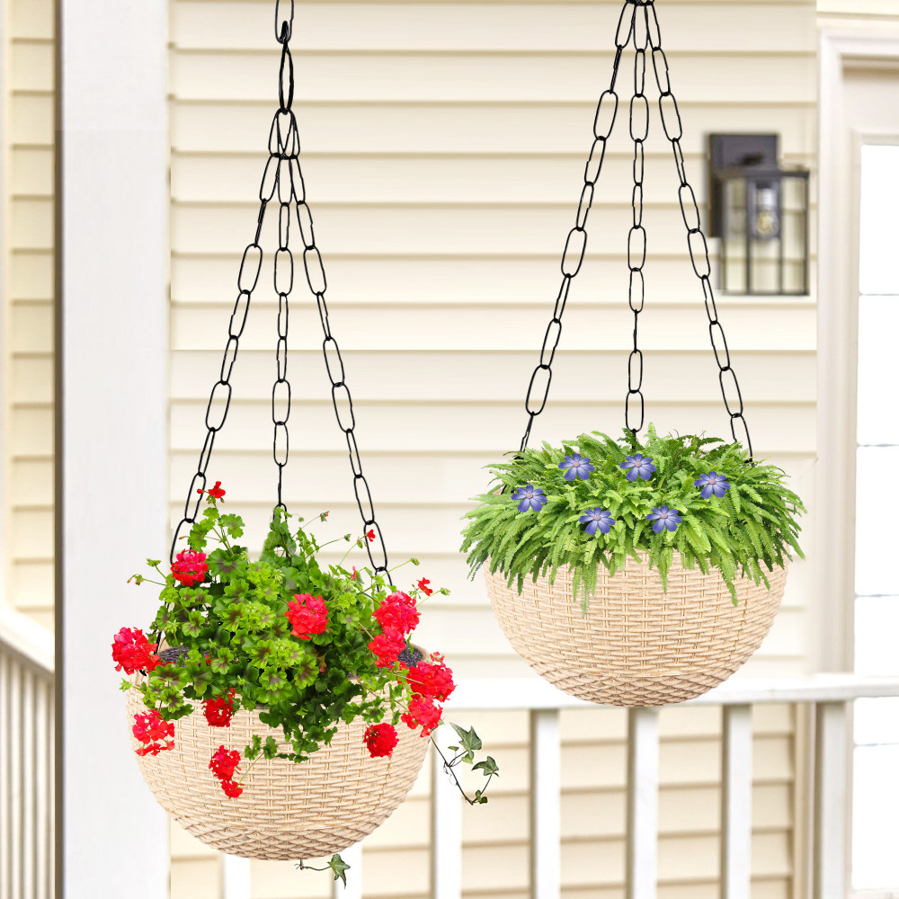 Kuber Industries Hanging Flower Pot  | Hanging Flower Pot for Living Room | Hanging Pot for Home-Lawns &amp; Gardening | Flower Planter for Balcony | Marble Euro | 7 Inch | Beige