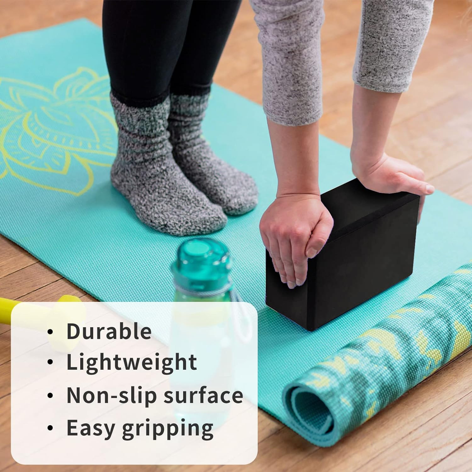 Kuber Industries High-Density Yoga Block|Lightweight & Portable Yoga Brick|Improve Strength & Flexibility (Black)