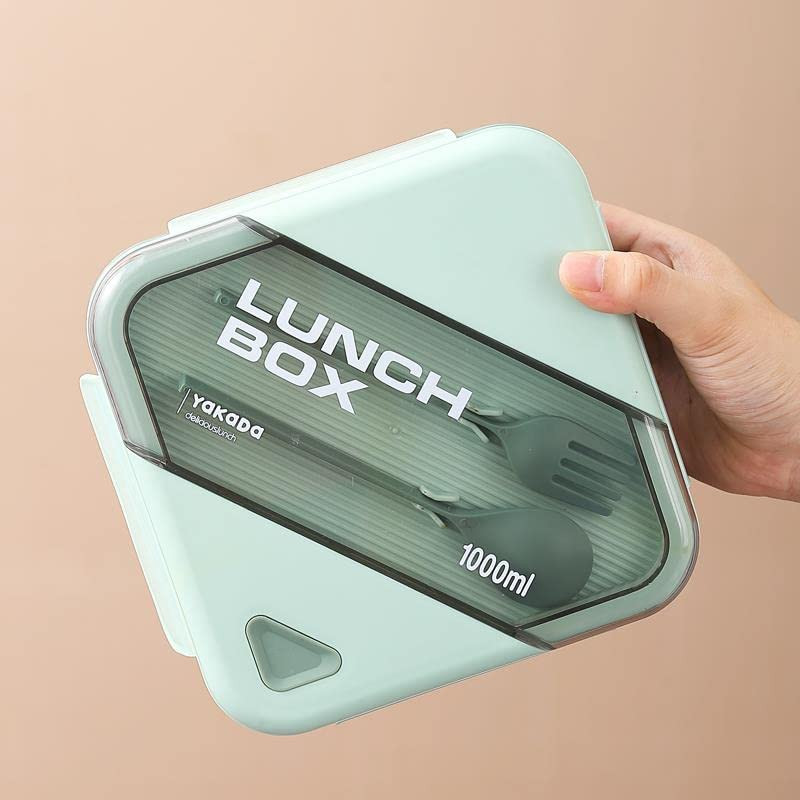 Kuber Industries Insulated Lunch Box for Kids & Adults|Premium Food-Grade PP Plastic|Leakproof & Spill Proof|Dishwasher & Microwave Safe Lunch Box|1000 ML|HX0044281|Green