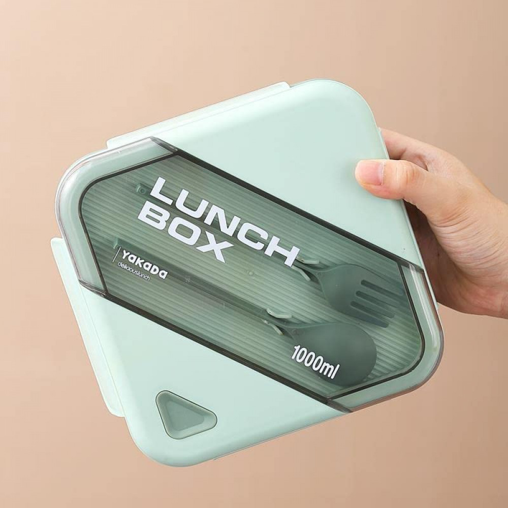 Kuber Industries Insulated Lunch Box for Kids &amp; Adults|Premium Food-Grade PP Plastic|Leakproof &amp; Spill Proof|Dishwasher &amp; Microwave Safe Lunch Box|1000 ML|HX0044281|Green