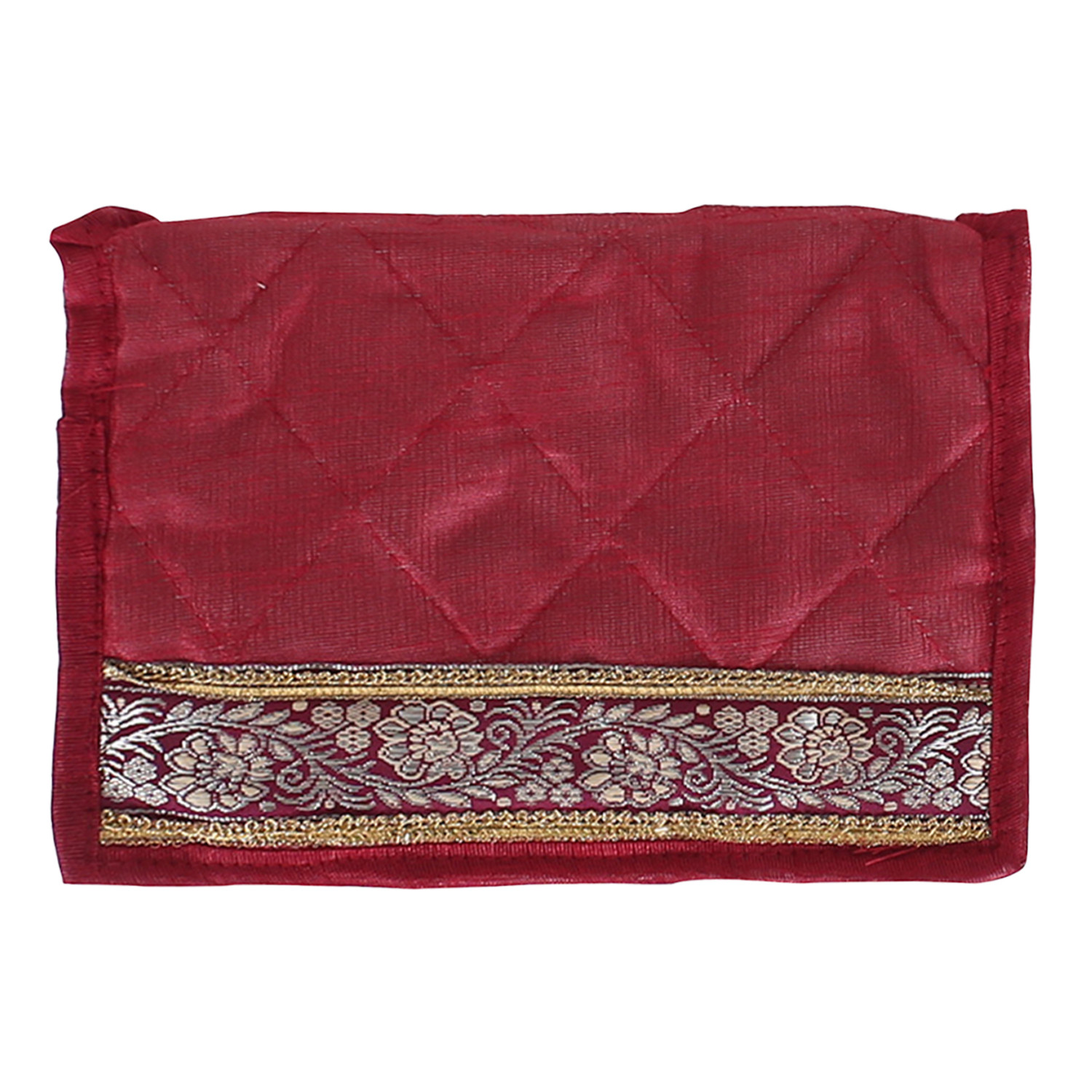 Kuber Industries Jewellery Kit | Cotton Maroon Lace Jewellery Storage Kit | 6 Pouch Travel Organizer for woman | Cosmetic  Kit for Necklace | Rings | Bracelet | Maroon