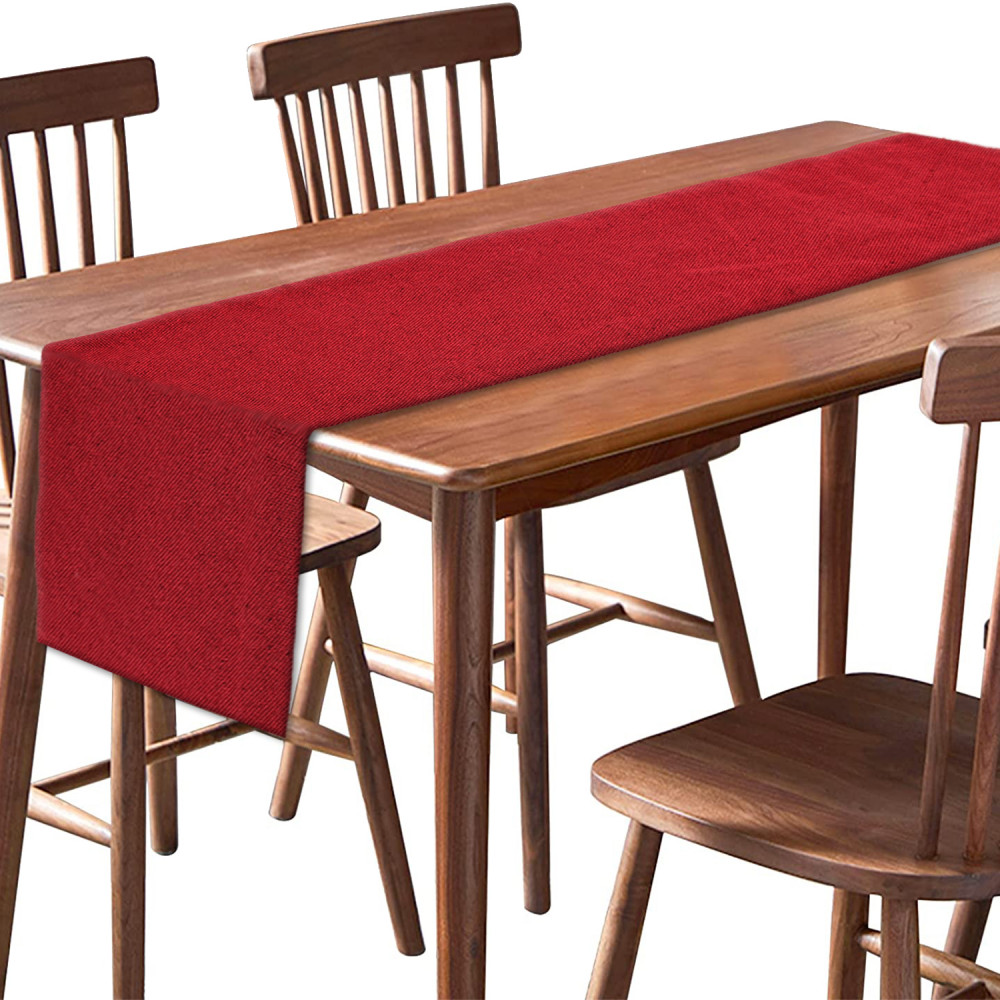 Kuber Industries Jute Dining Table Runner For Home Décor 72&quot; x 12&quot; (Maroon)