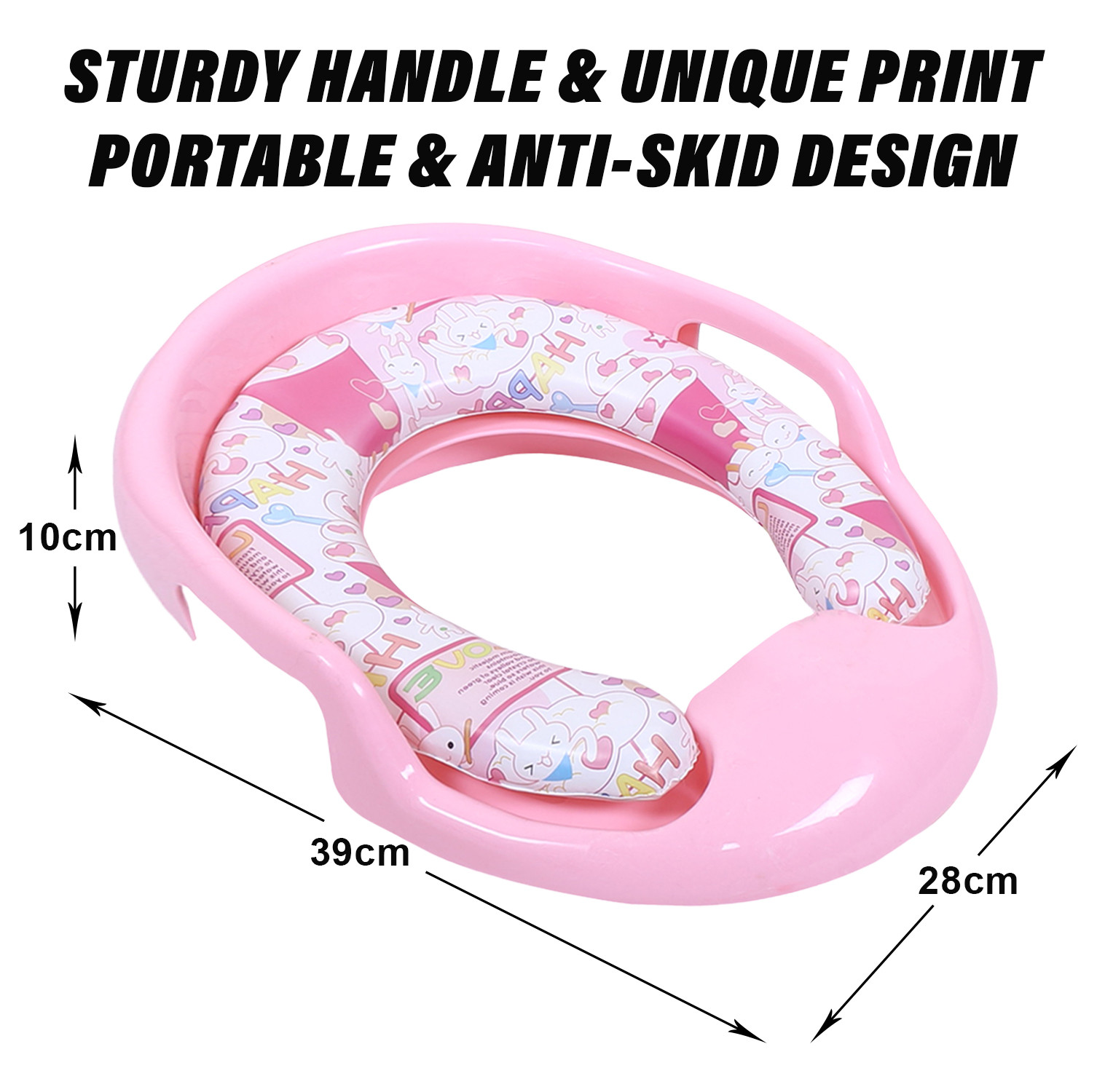 Kuber Industries Kids Potty Seat | Plastic Cushioned Potty Seat | Kids Toilet Seat with Handle | Potty Training Seat for Kids | Cushioned Toilet Stand for Kids | Pink
