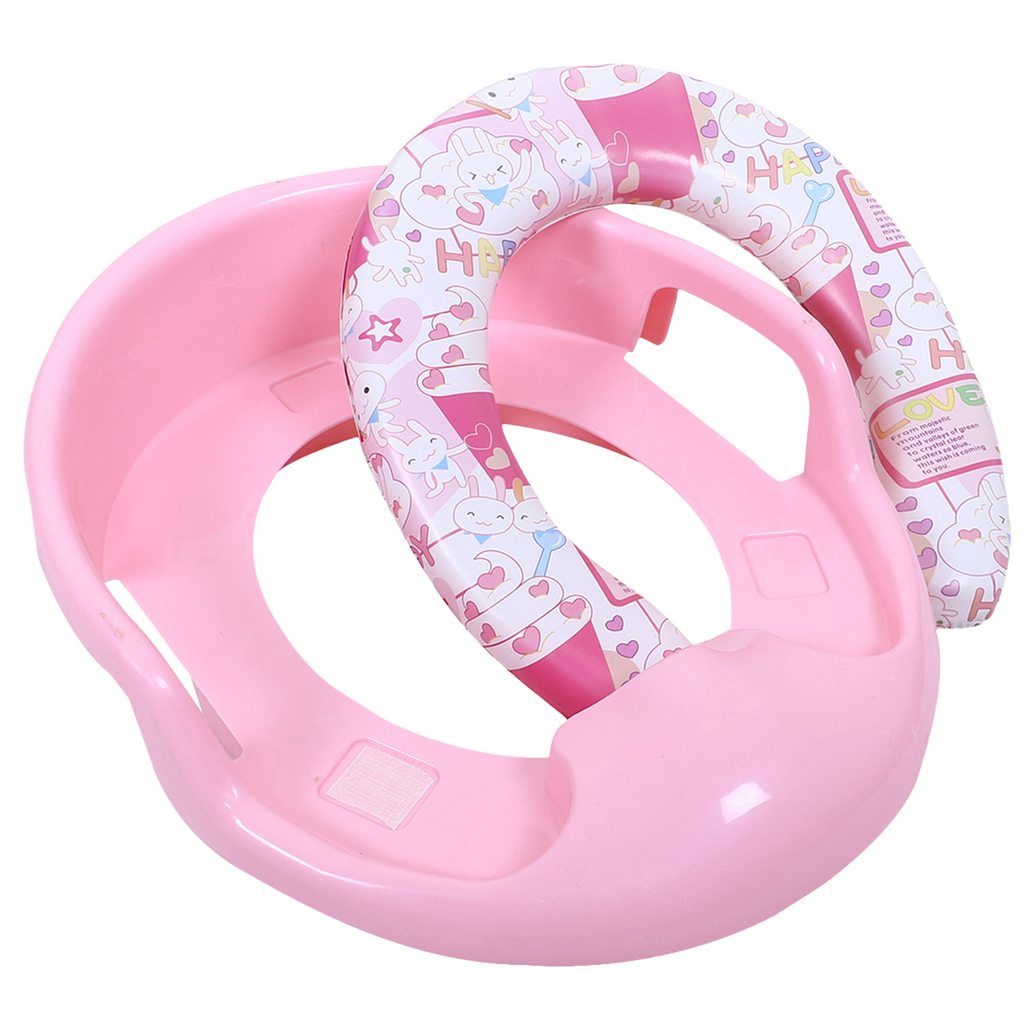 Kuber Industries Kids Potty Seat | Plastic Cushioned Potty Seat | Kids Toilet Seat with Handle | Potty Training Seat for Kids | Cushioned Toilet Stand for Kids | Pink