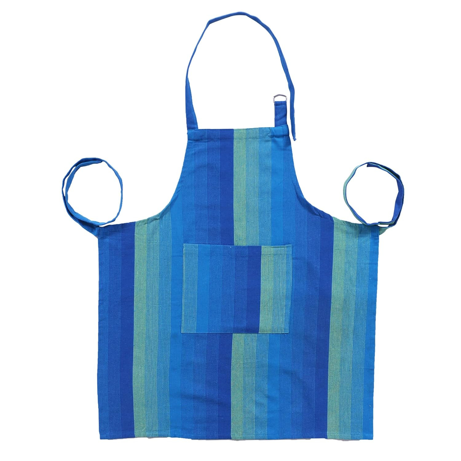 Kuber Industries Kitchen Apron Set |Center/Front Pocket Best Design Apron, Cotton Glove, Pot Holder & Kitchen Towel|100% Cotton Adjustable Stain Resistant Cooking Kitchen Apron for Women & Men (Blue)