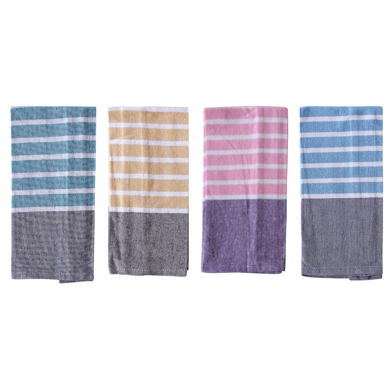 Kuber Industries Kitchen Towel|Cotton Premium Stripe Design Absorbent Dish Cloth|Antibacterial Hand Napkins Perfect for Kitchen Cleaning Set of 4 (Multicolor)