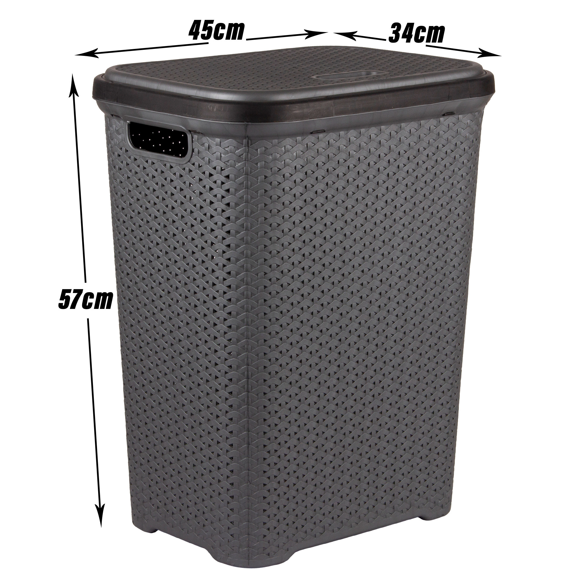 Kuber Industries Laundry Basket | Plastic Cloth Storage Hamper | Laundry Storage Basket with Lid | Laundry Basket For Bathroom | Storage Organizer | ELEGANCE | Gray