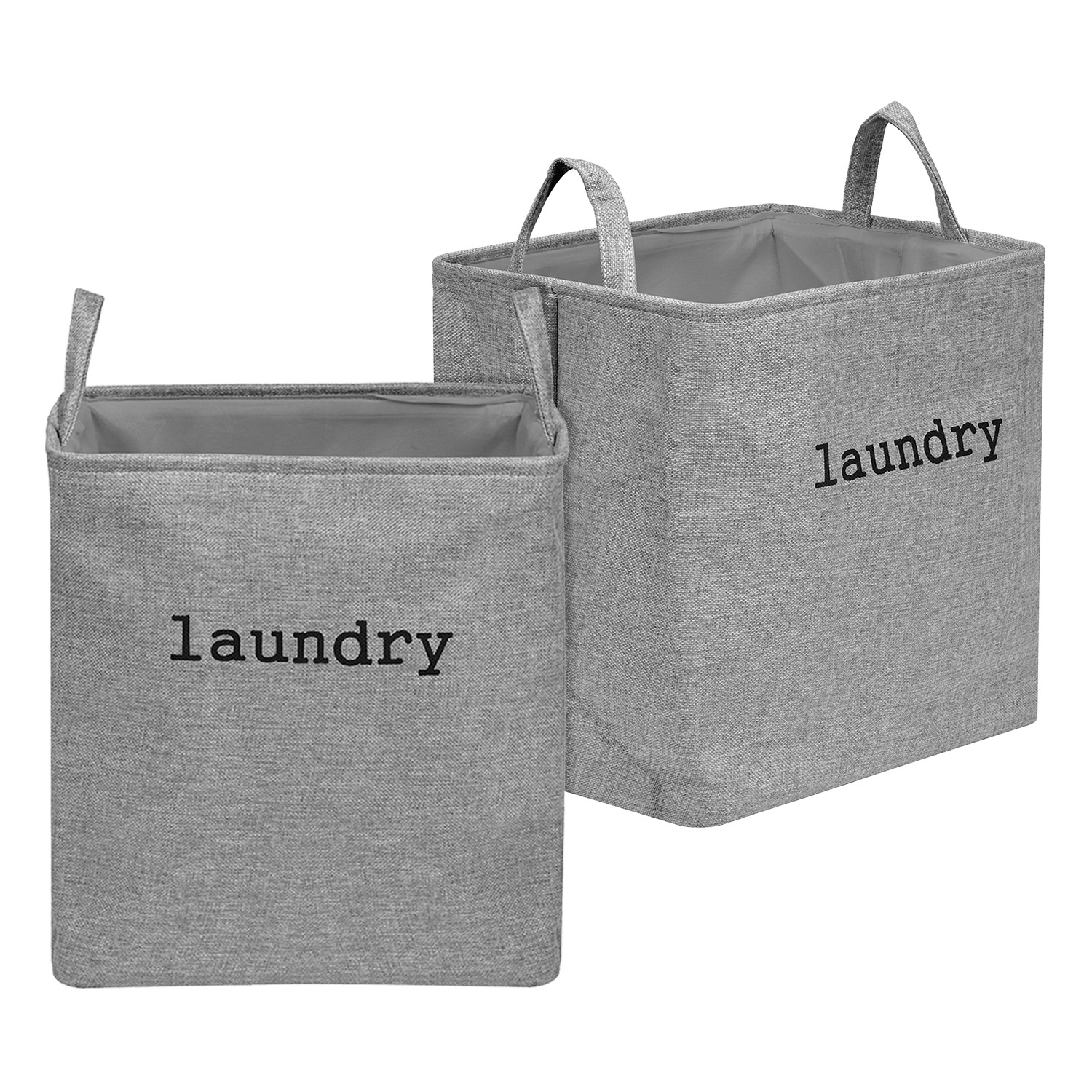 Kuber Industries Laundry Basket | Square Foldable Laundry Basket | Jute Storage Bag with Handles | Clothes Basket for Home | Toy Storage Basket | 40 LTR | Gray