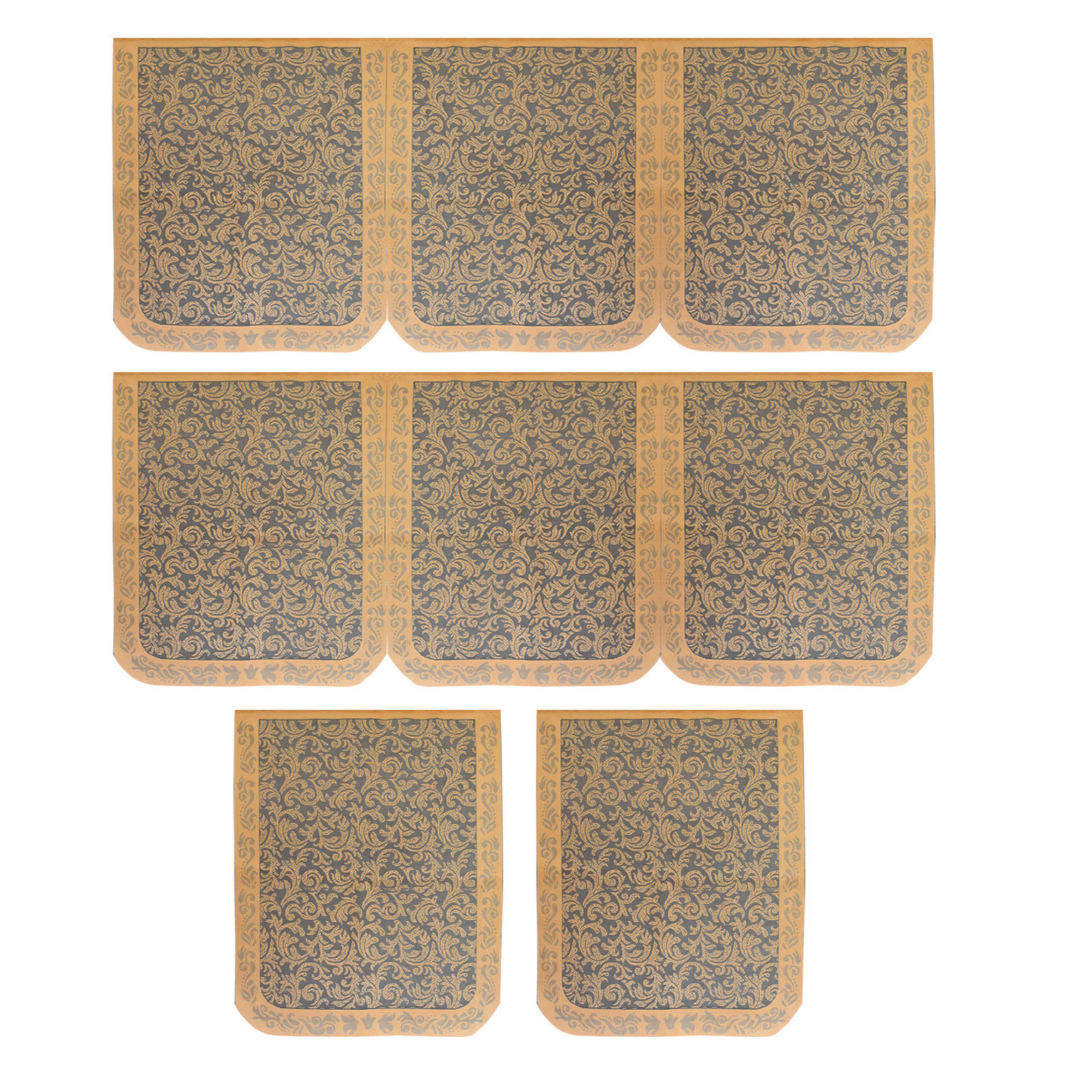 Kuber Industries Leaf Design 5 Seater Cotton Sofa Cover Set (Golden)