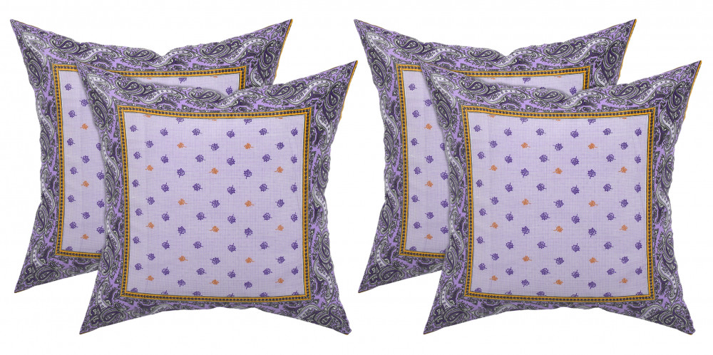 Kuber Industries Leaf Design Cotton Abstract Decorative Throw Pillow/Cushion Covers 16&quot;x16&quot;-(Purple)