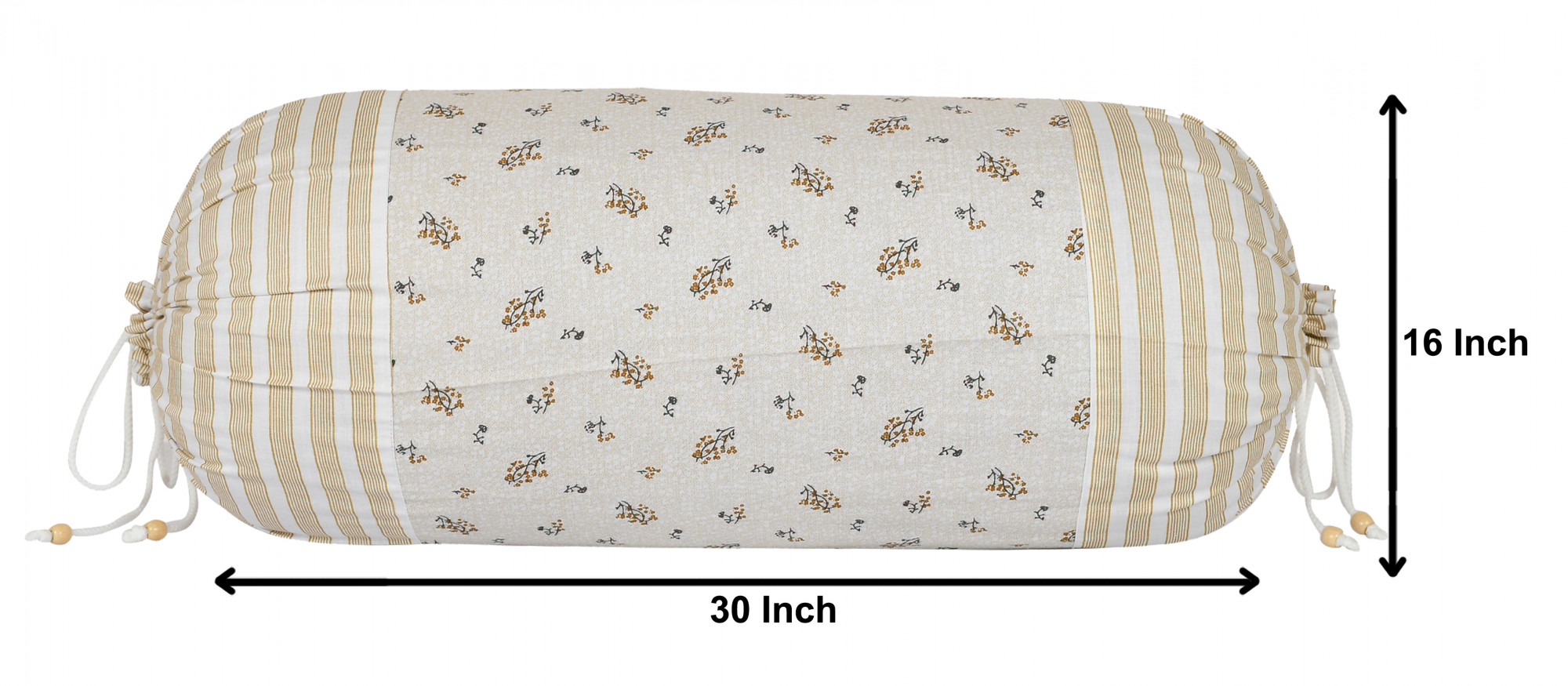 Kuber Industries Leaf Design Premium Cotton Bolster Covers, 16 x 30 inch,(Cream)
