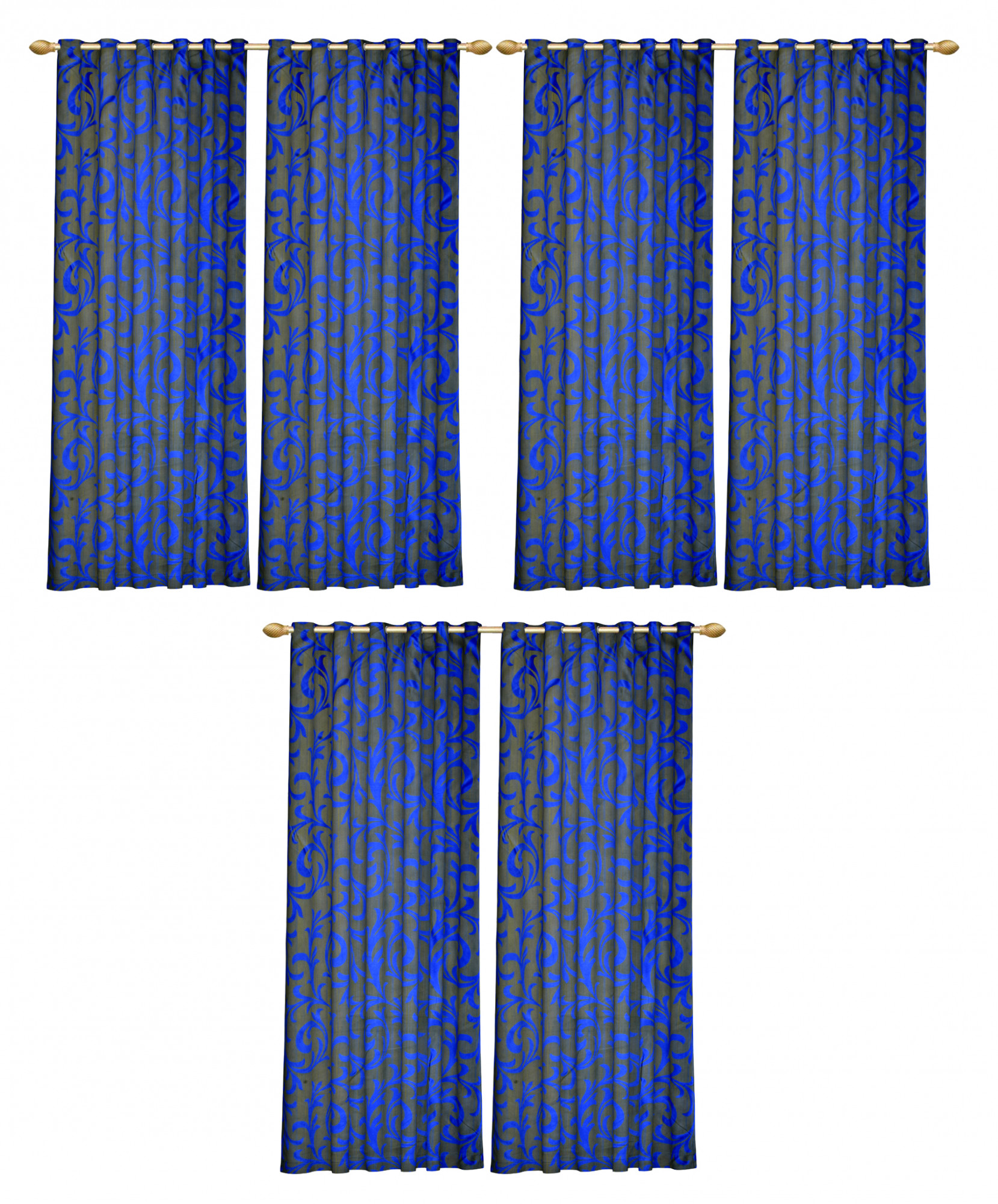 Kuber Industries Leaf Print Room Darkening Door Curtain, 7 Feet (Blue)