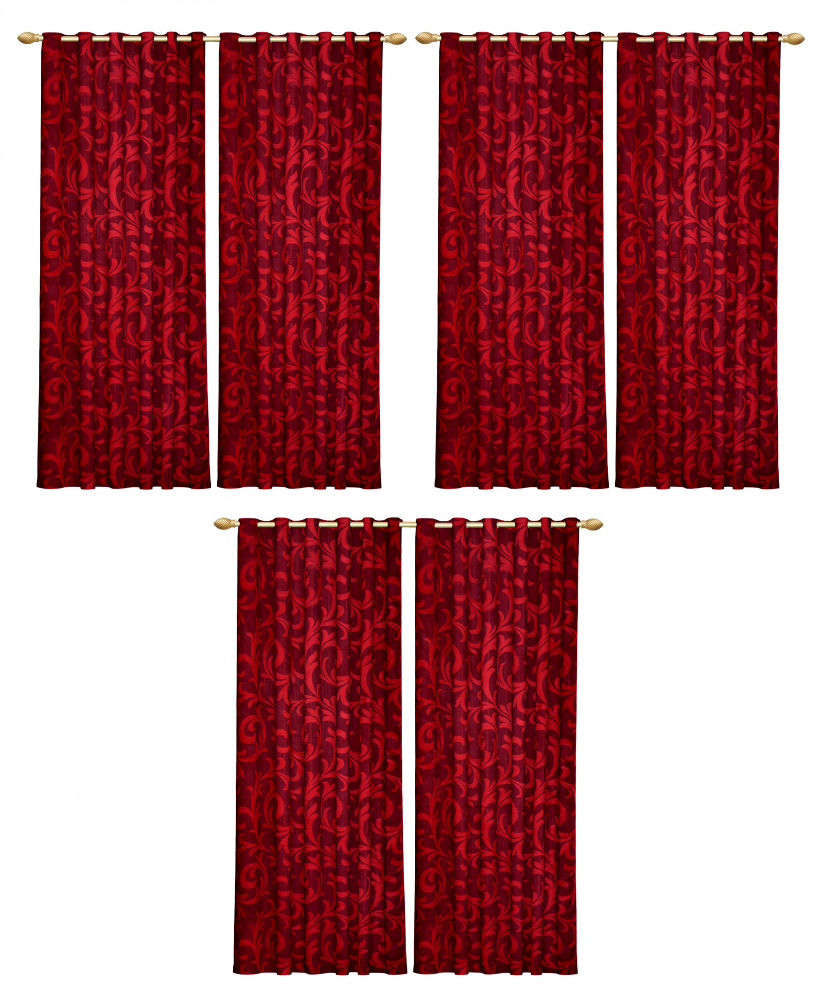 Kuber Industries Leaf Print Room Darkening Door Curtain, 7 Feet (Maroon)