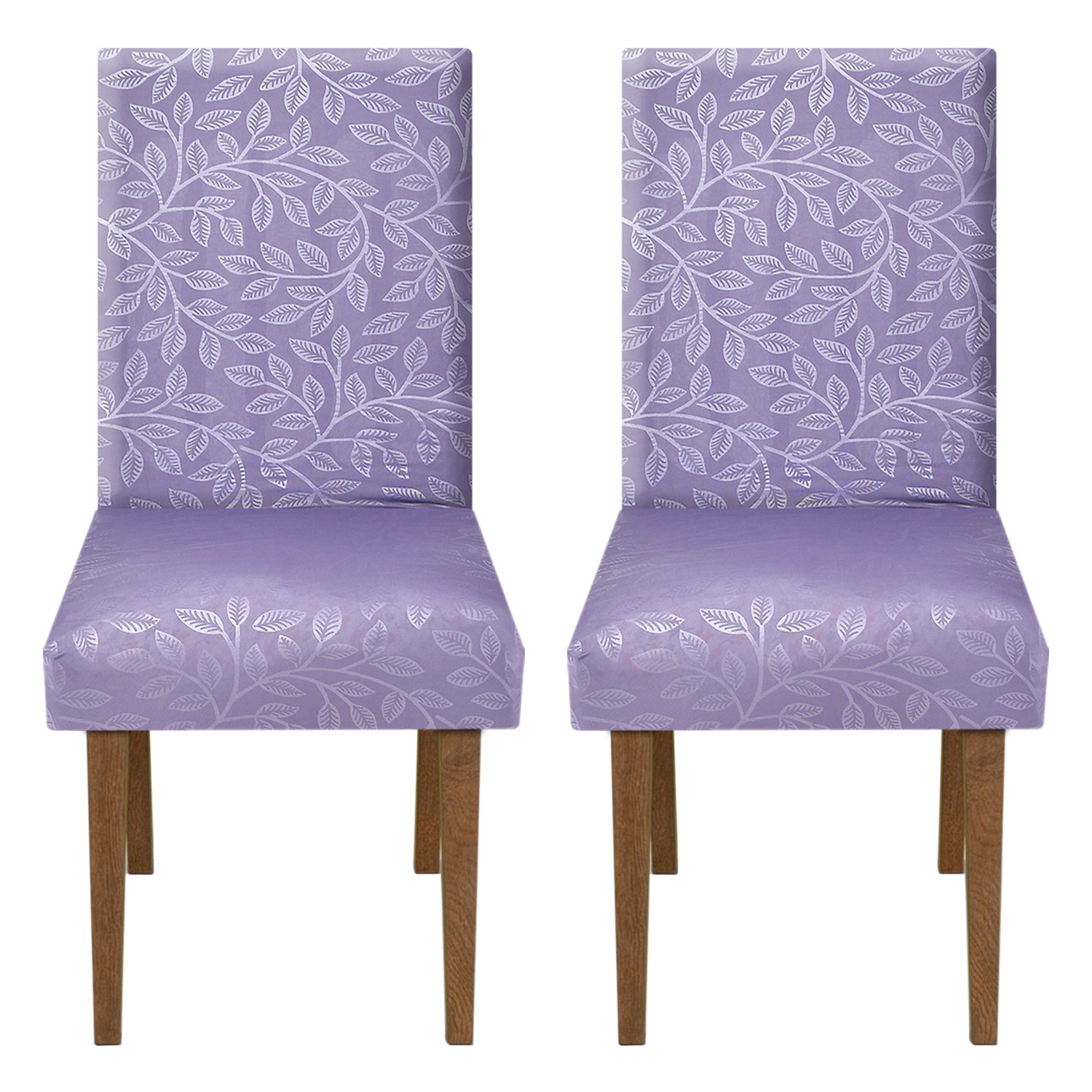 Kuber Industries Leaf Printed Elastic Stretchable Polyster Chair Cover For Home, Office, Hotels, Wedding Banquet (Purple)