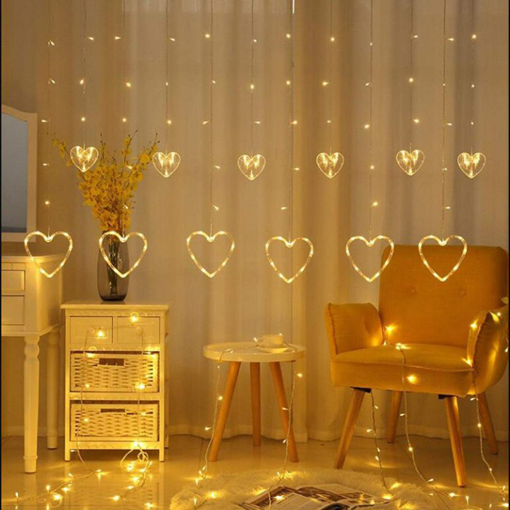 Kuber Industries LED String Light | 5 Heart &amp; 5 Star LED String Lights | Light for Christmas | Light for Weddings | Star Light | Lights for Home Decoration | Warm White