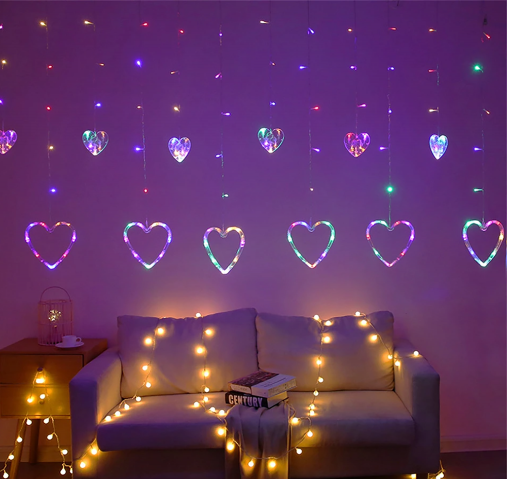 Kuber Industries LED String Light | 5 Heart &amp; 5 Star LED String Lights | Light for Christmas | Light for Weddings | Star Light | Lights for Home Decoration | Multi