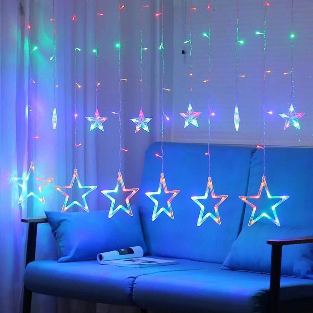 Kuber Industries LED String Light | 6 Big &amp; 6 Small LED String Lights | Light for Christmas | Light for Weddings | Star Light | Lights for Home Decoration | Multi