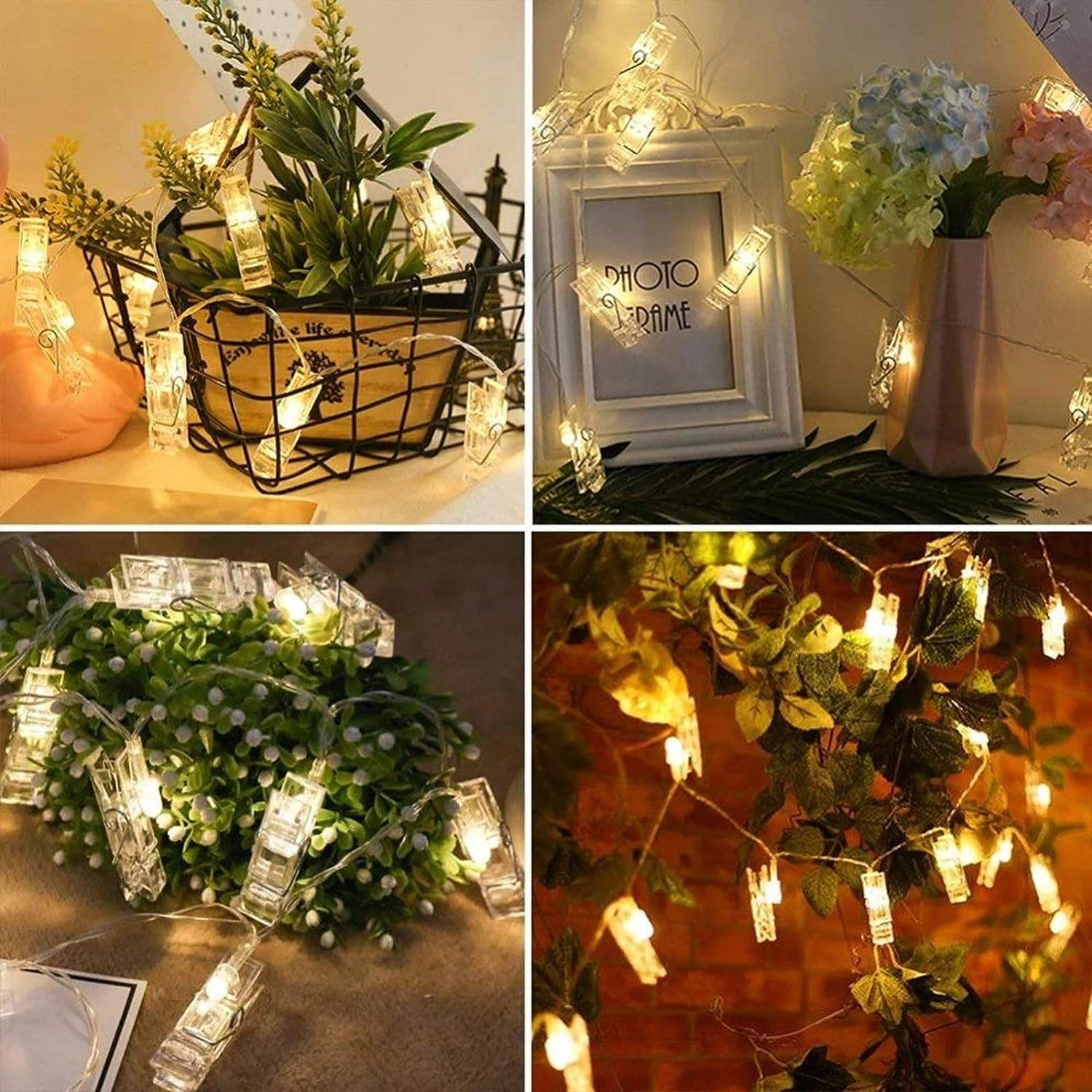 Kuber Industries LED String Lights | 20 Photo Clip String Lights for Hanging Birthday Photo | Festival | Wedding | Home Decoration | LED Clip Lights | Warm White