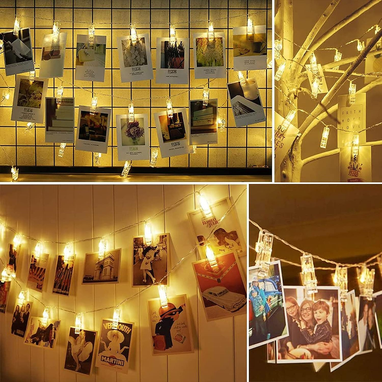Kuber Industries LED String Lights | 20 Photo Clip String Lights for Hanging Birthday Photo | Festival | Wedding | Home Decoration | LED Clip Lights | Warm White