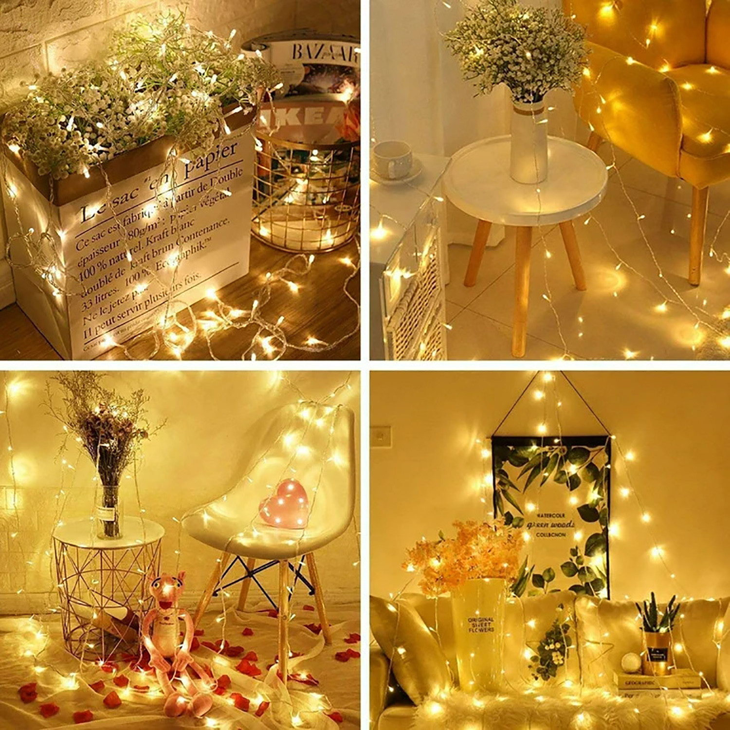 Kuber Industries LED String Lights | Diwali Rice Lights | Christmas Home Decoration Lights | Serial Bulbs String Lights | Lights for Décoration | 15 MTR | Warm White
