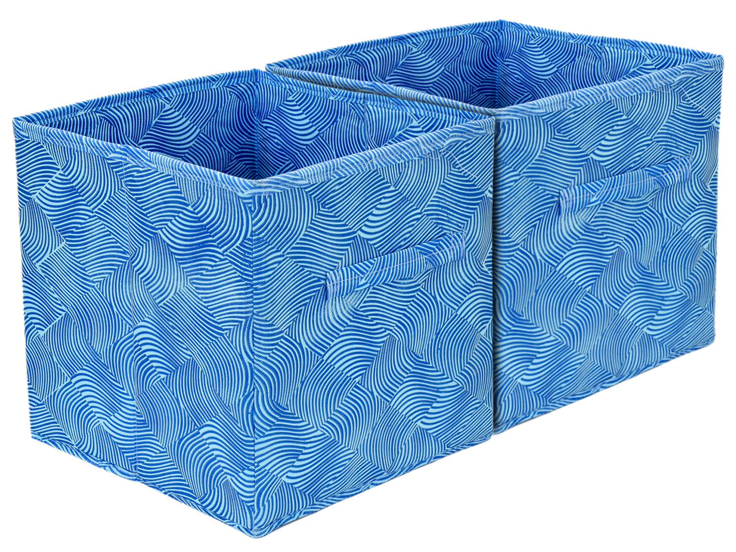 Kuber Industries Leheriya Print Non Woven Fabric Foldable Storage Cube Toy,Books,Shoes Storage Box With Handle,Extra Large (Blue)-KUBMART2089