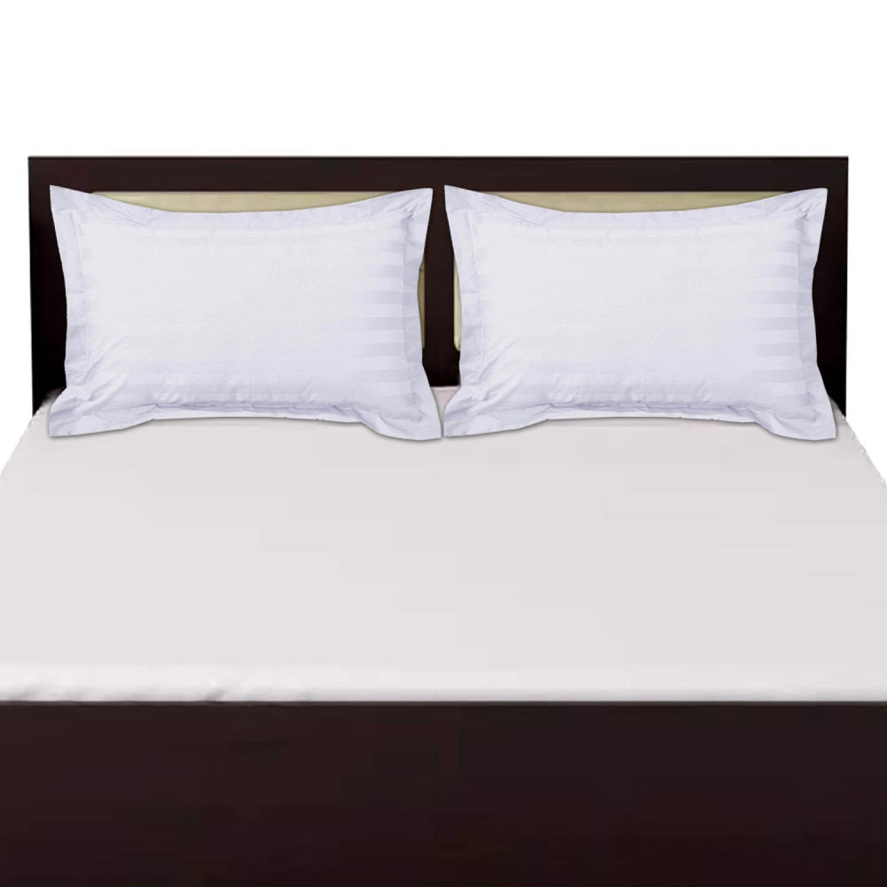 Kuber Industries Lining Design Breathable &amp; Soft Cotton Pillow Cover/Protector/Case- 18x28 Inch,(White)-HS43KUBMART26779