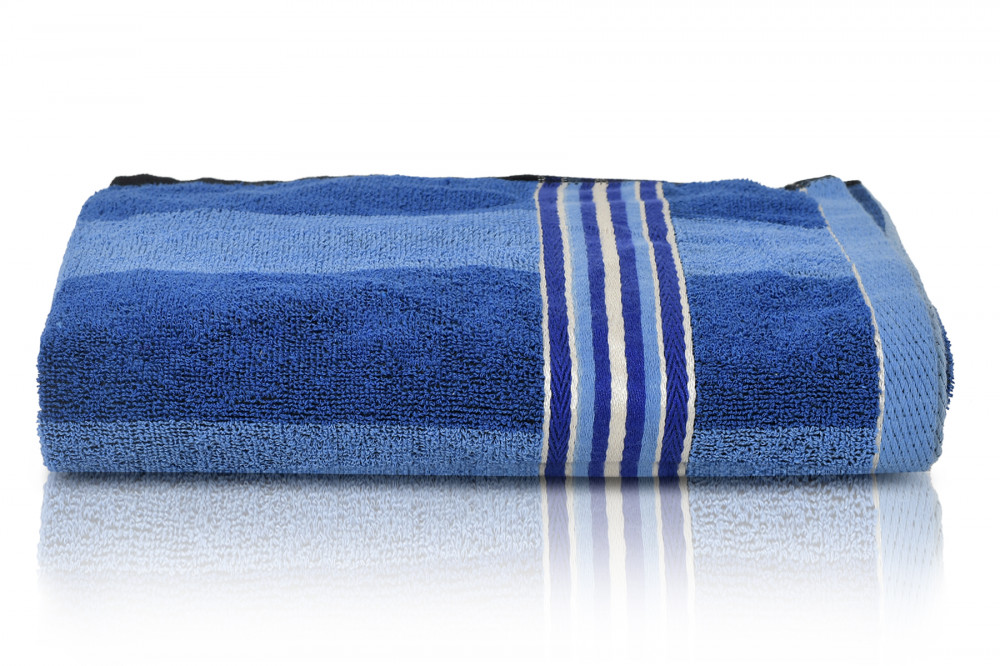 Kuber Industries Lining Design Soft Cotton Bath Towel, 30&quot;x60&quot; (Blue)-44KM0551